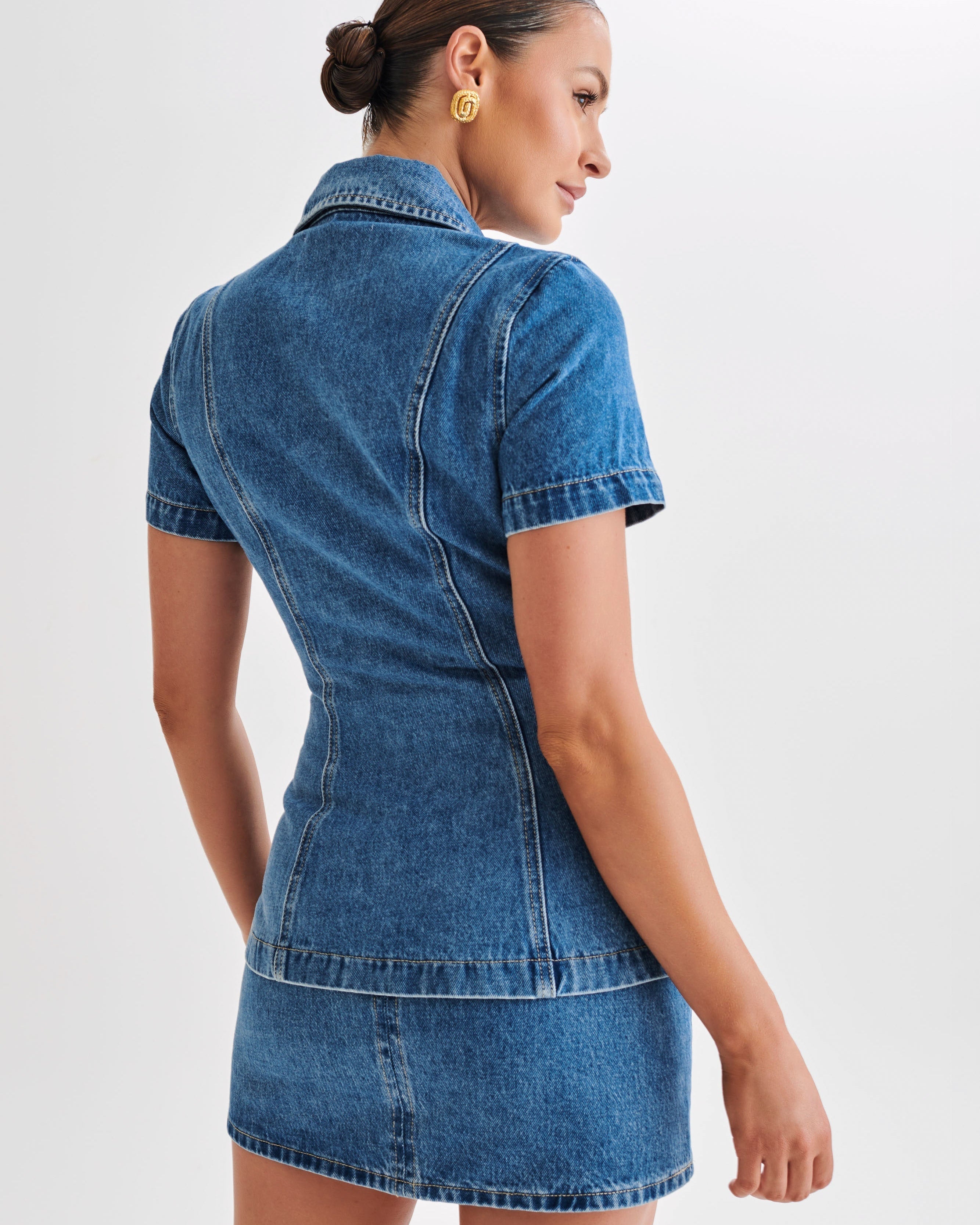 Ellie Denim Kısa Kollu Üst