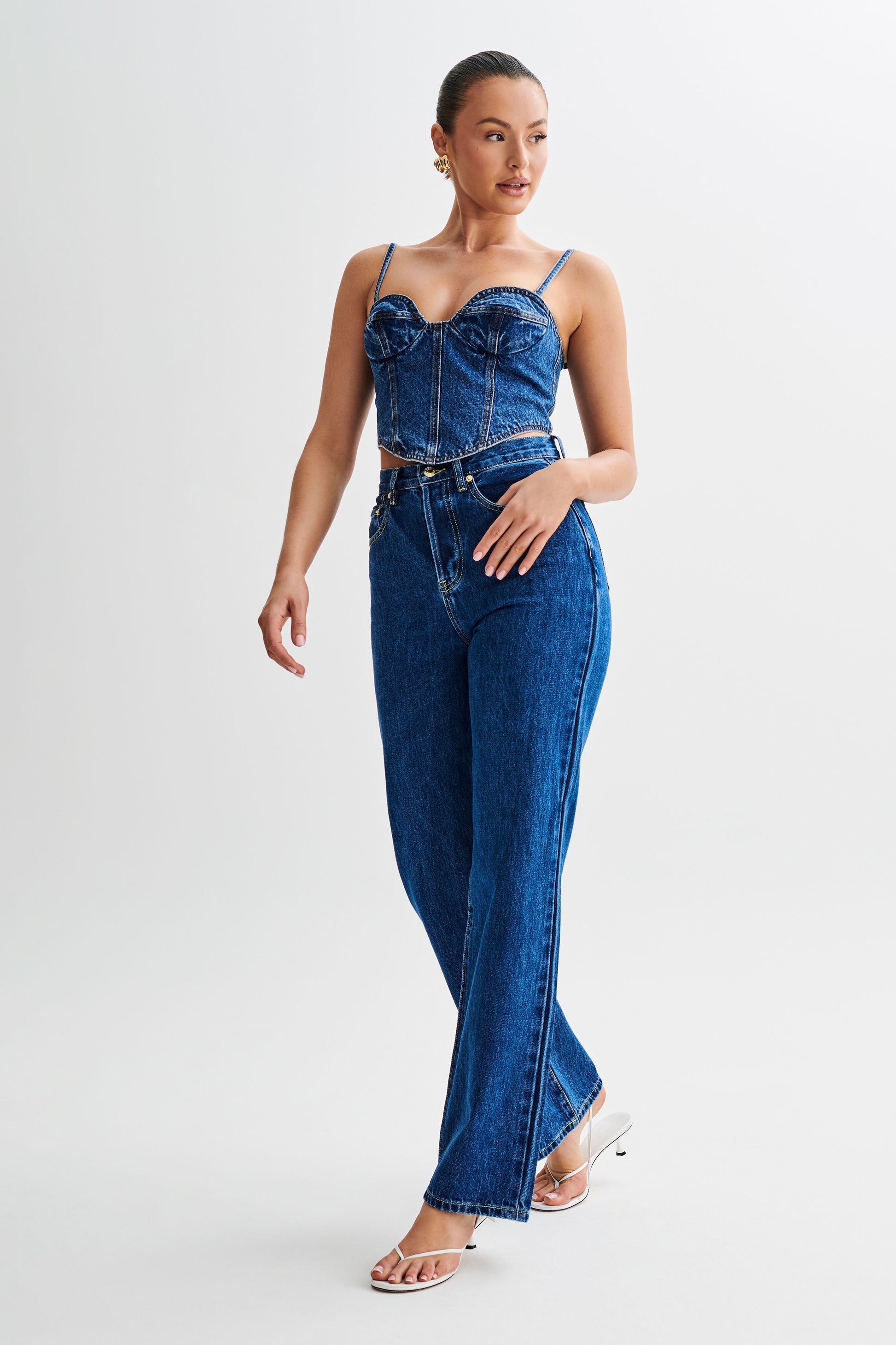 Viviane Denim Korse Üst