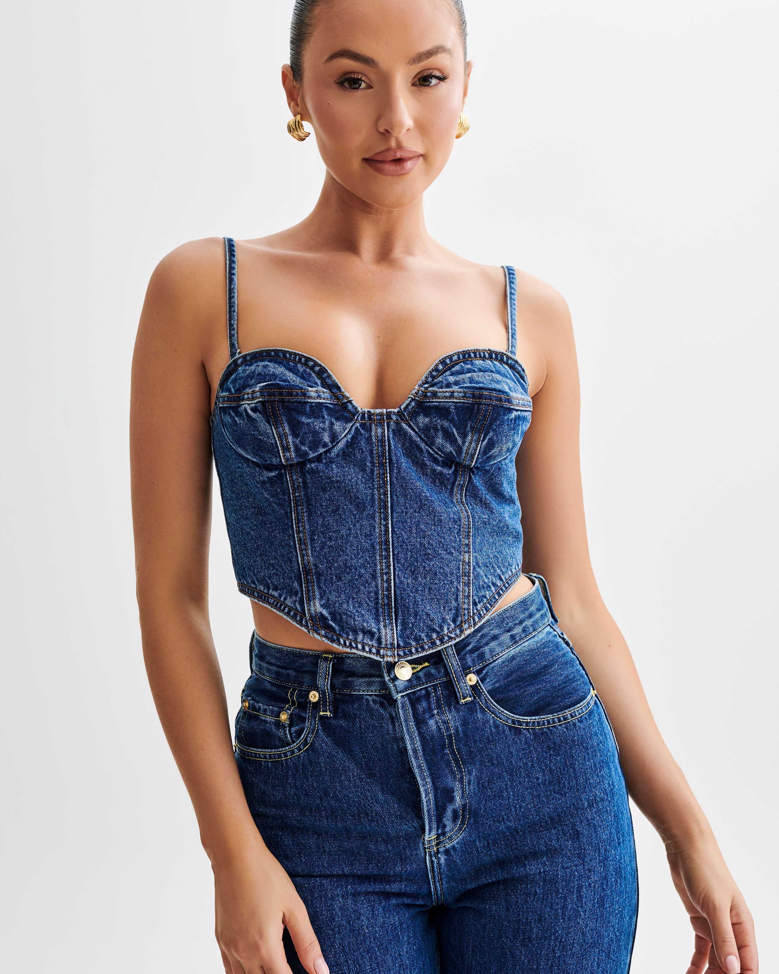 Viviane Denim Korse Üst