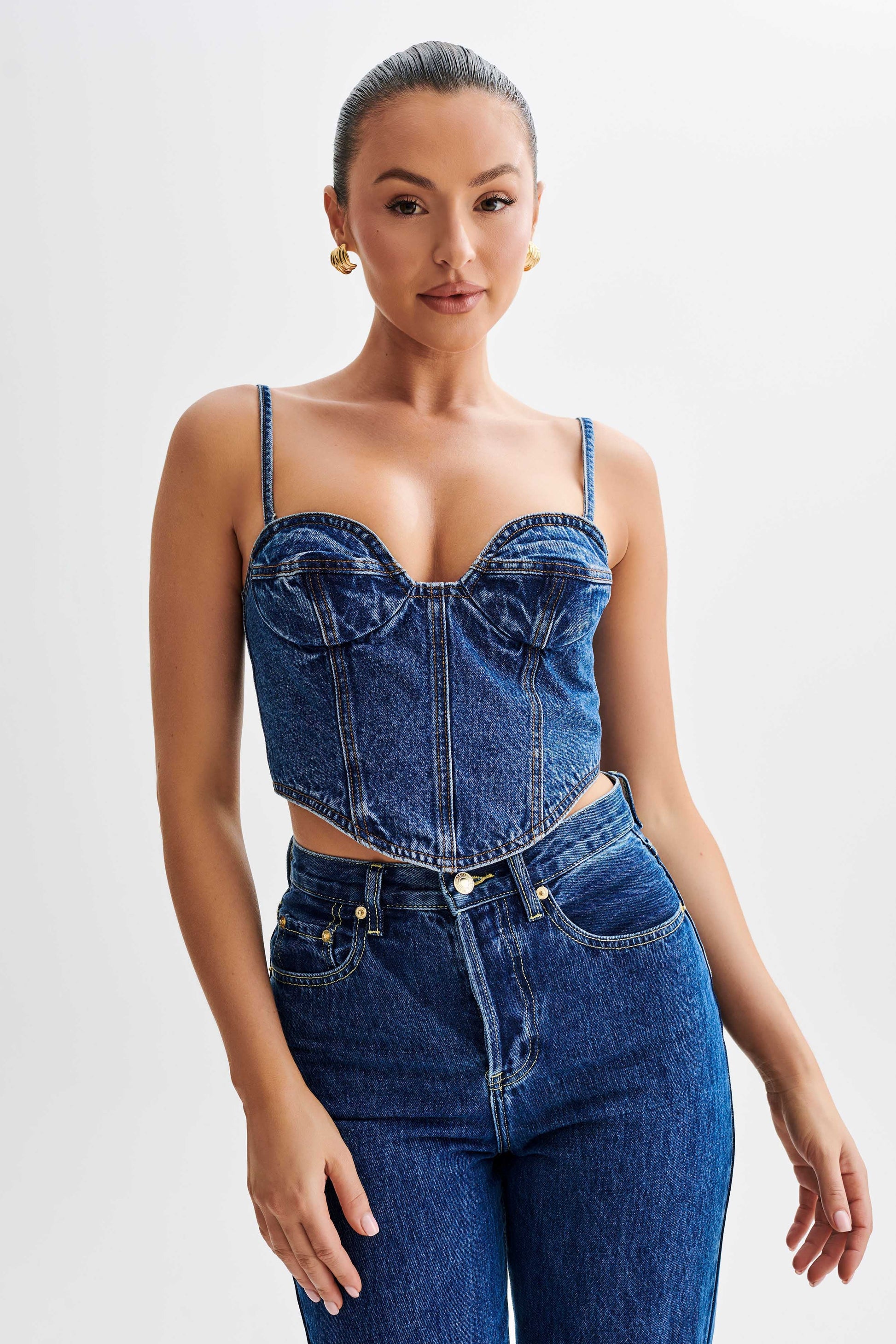 Viviane Denim Korse Üst