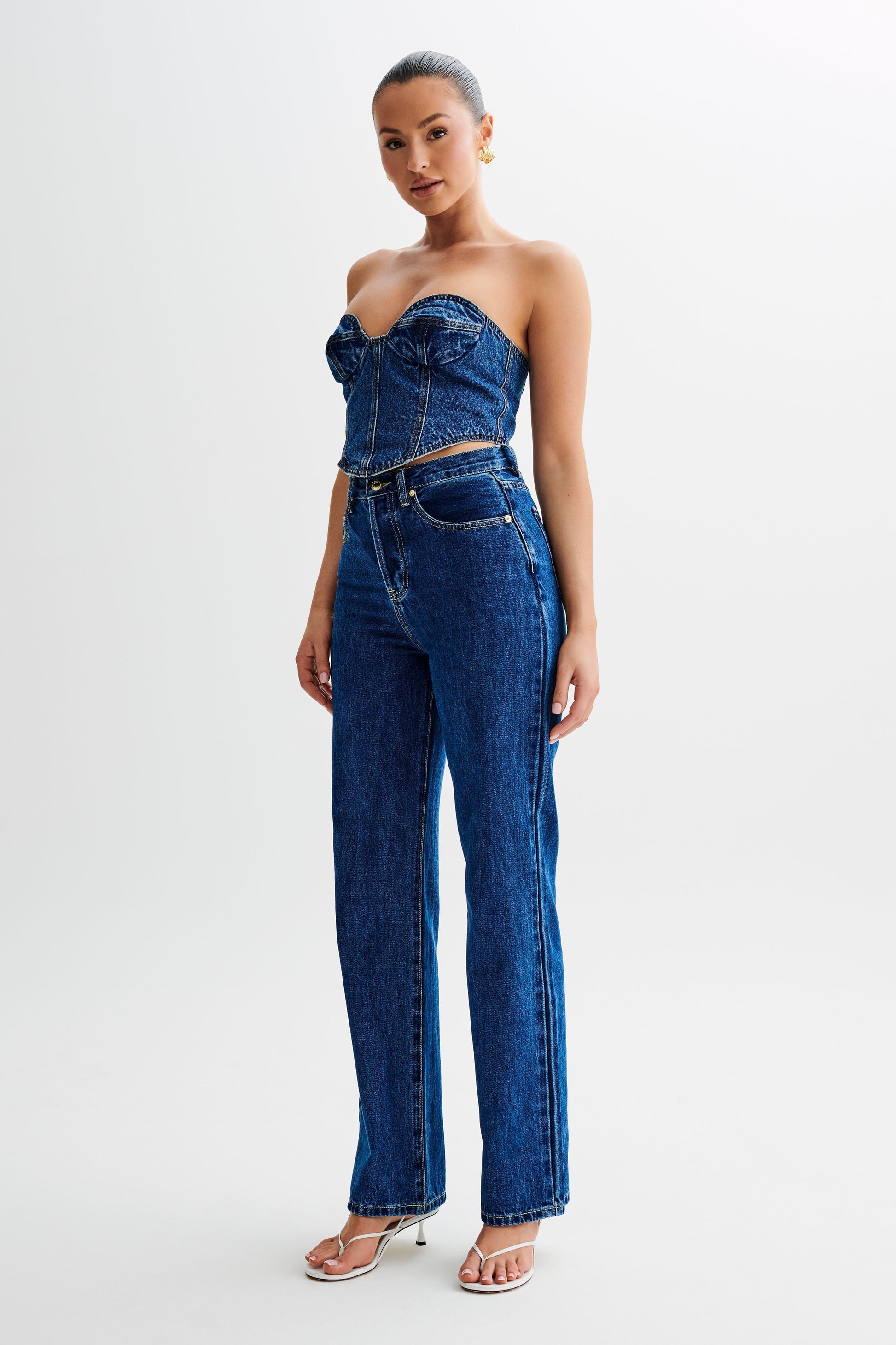 Viviane Denim Korse Üst