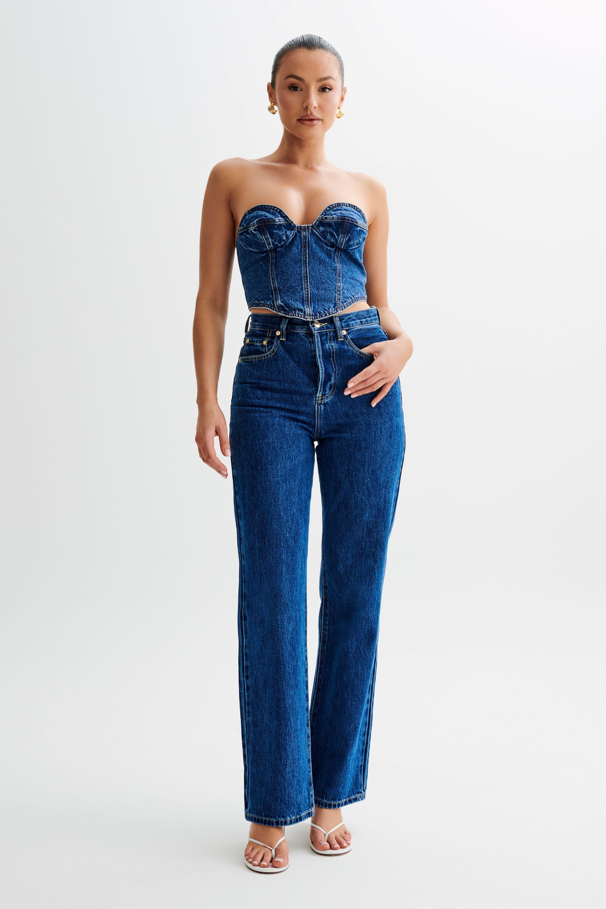 Viviane Denim Korse Üst