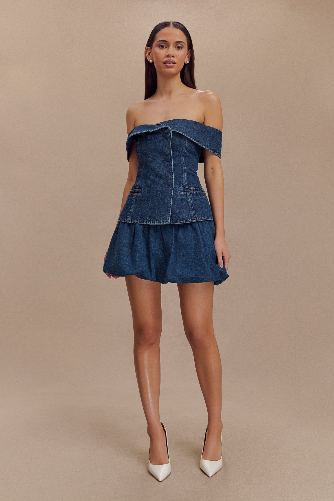 Krista Denim Düşük Omuz Üst