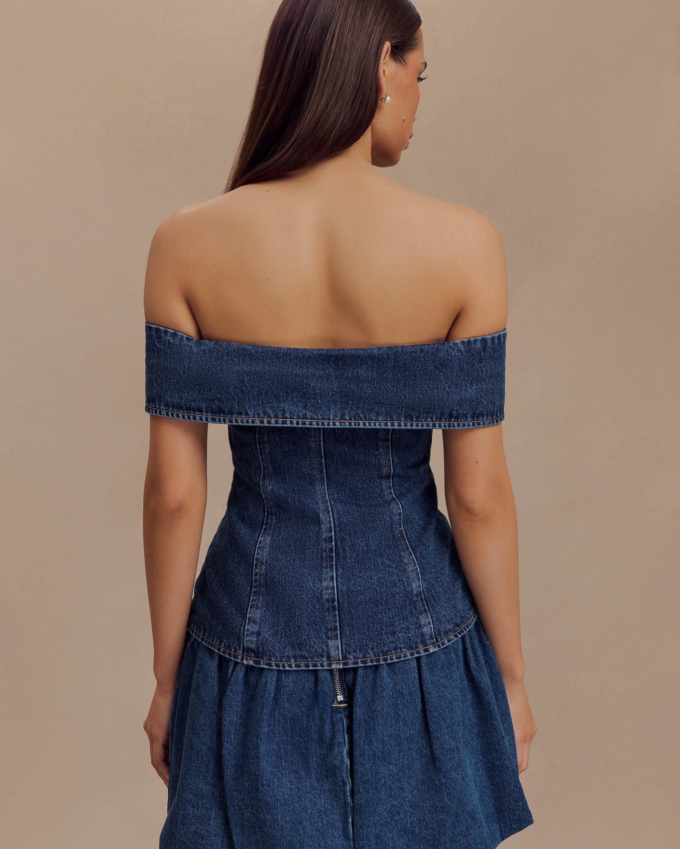 Krista Denim Düşük Omuz Üst