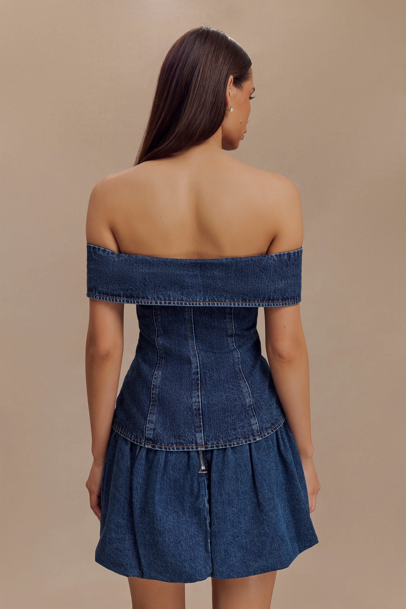 Krista Denim Düşük Omuz Üst