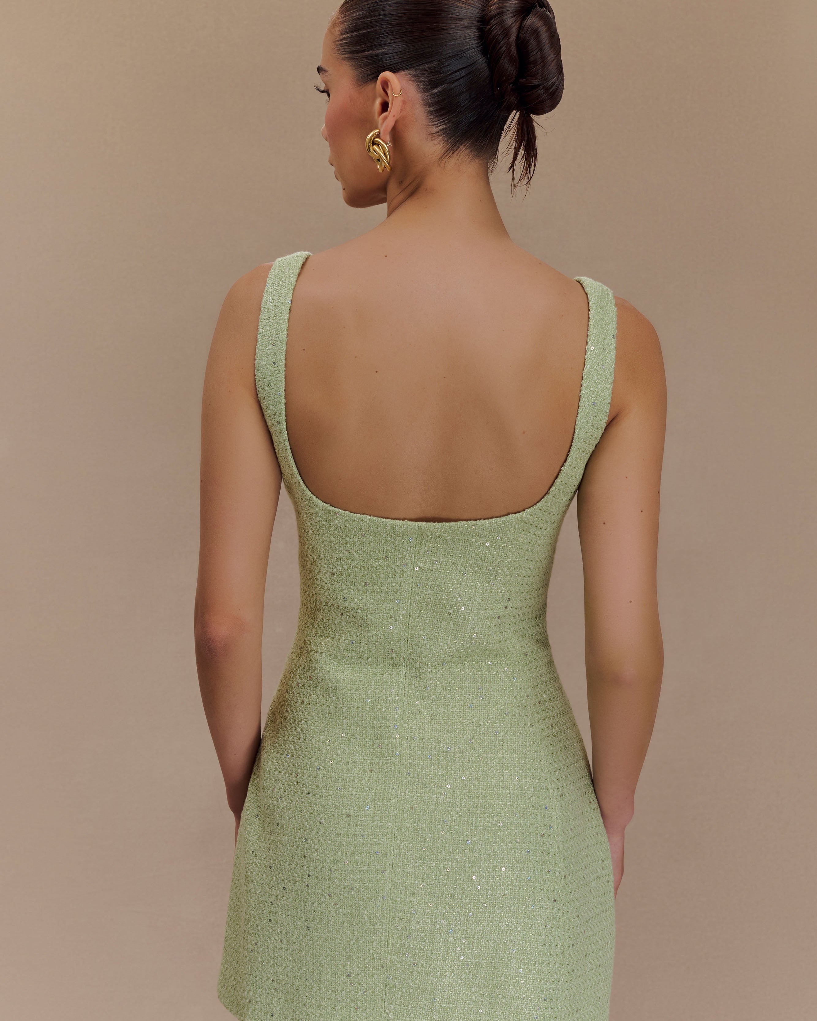 ROF Beth Tüvit Mini Elbise - Pastel Yeşil
