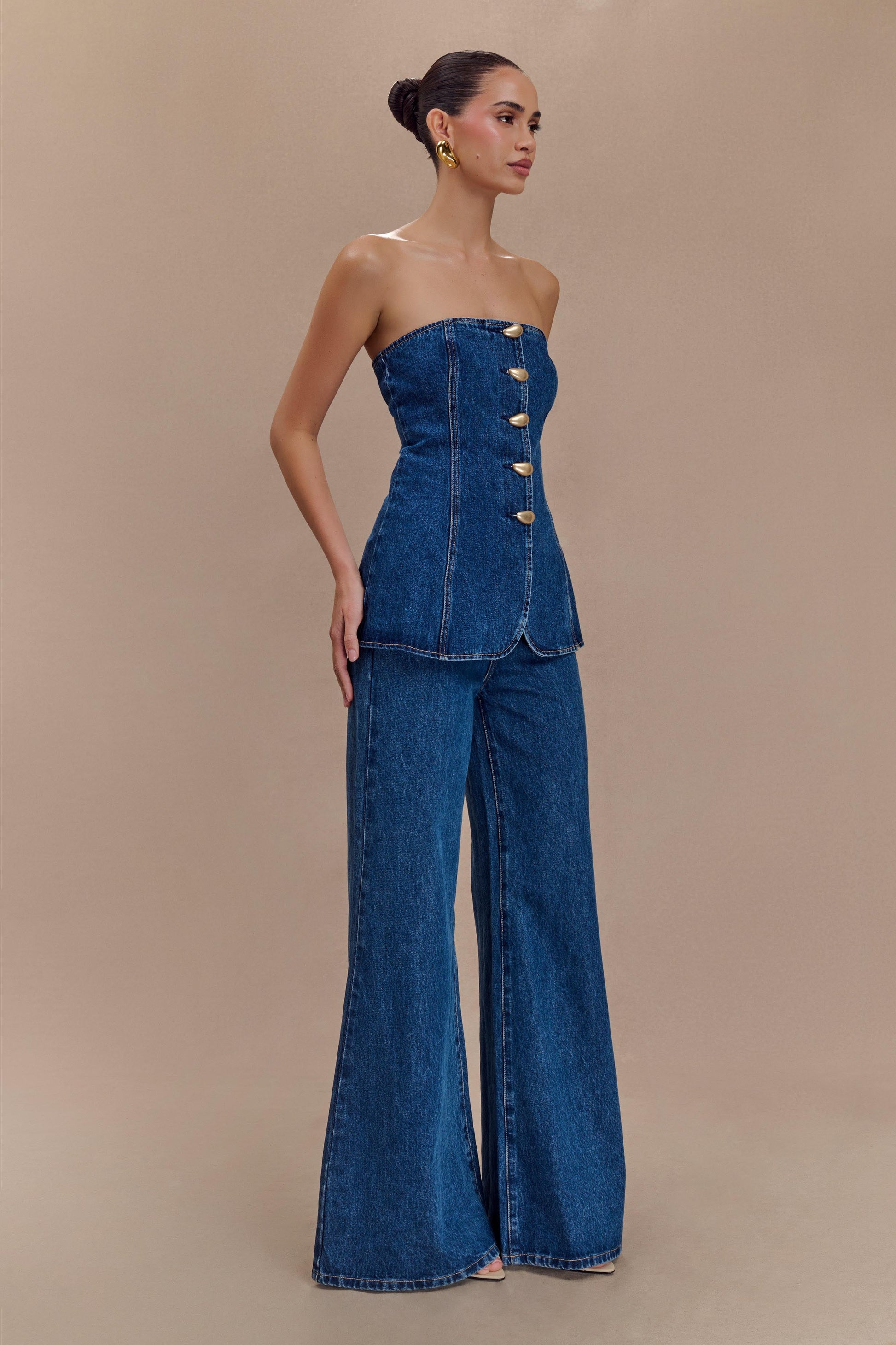 Alira Straplez Denim Üst