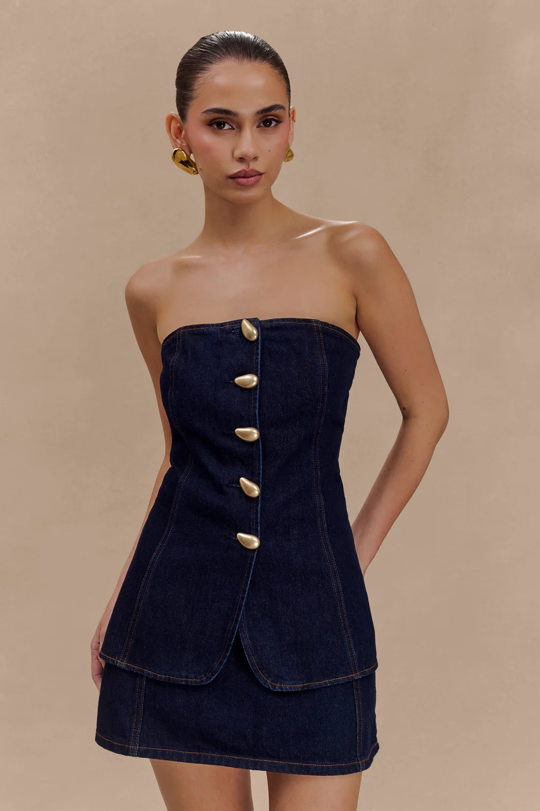 Alira Straplez Denim Üst