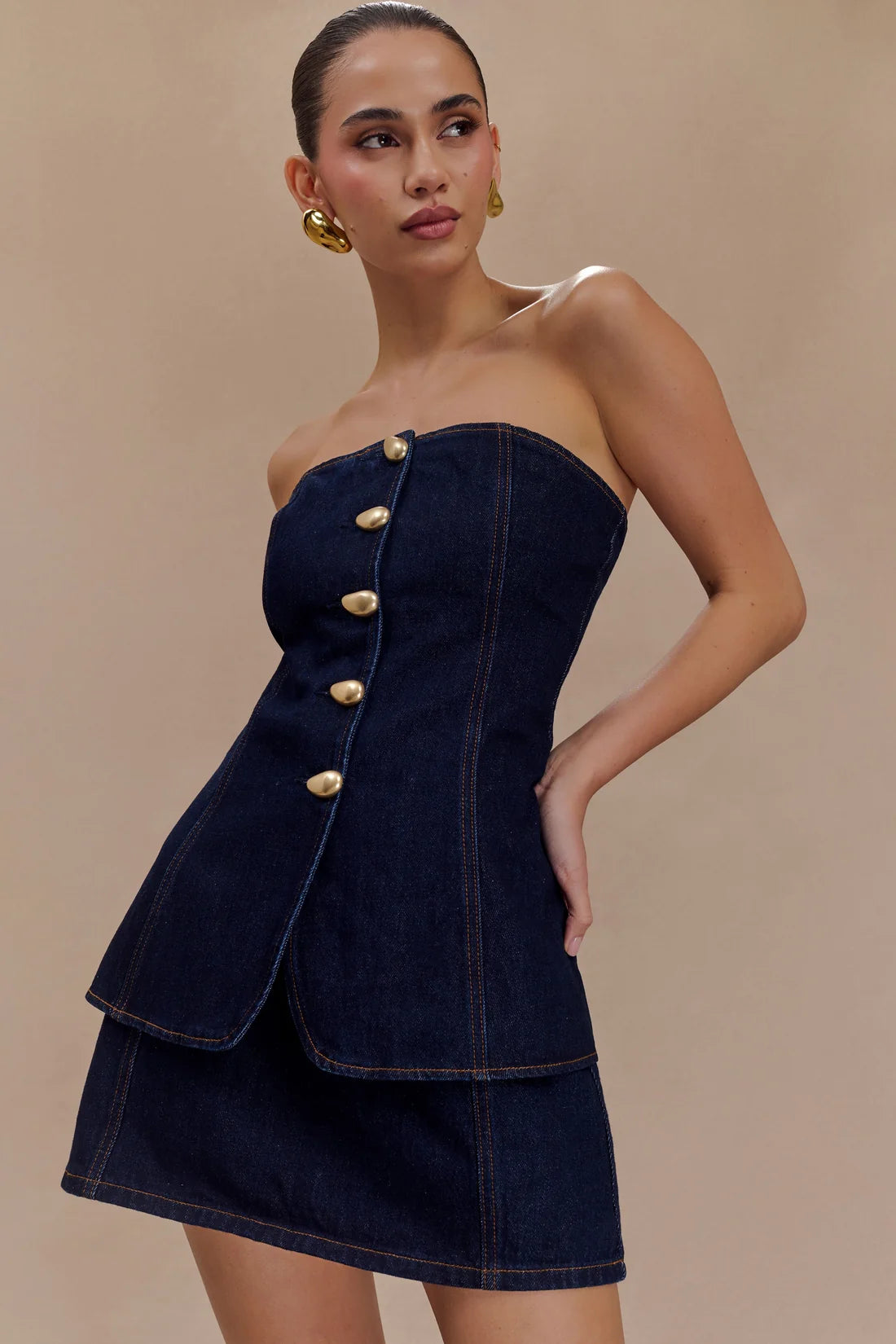 Alira Straplez Denim Üst
