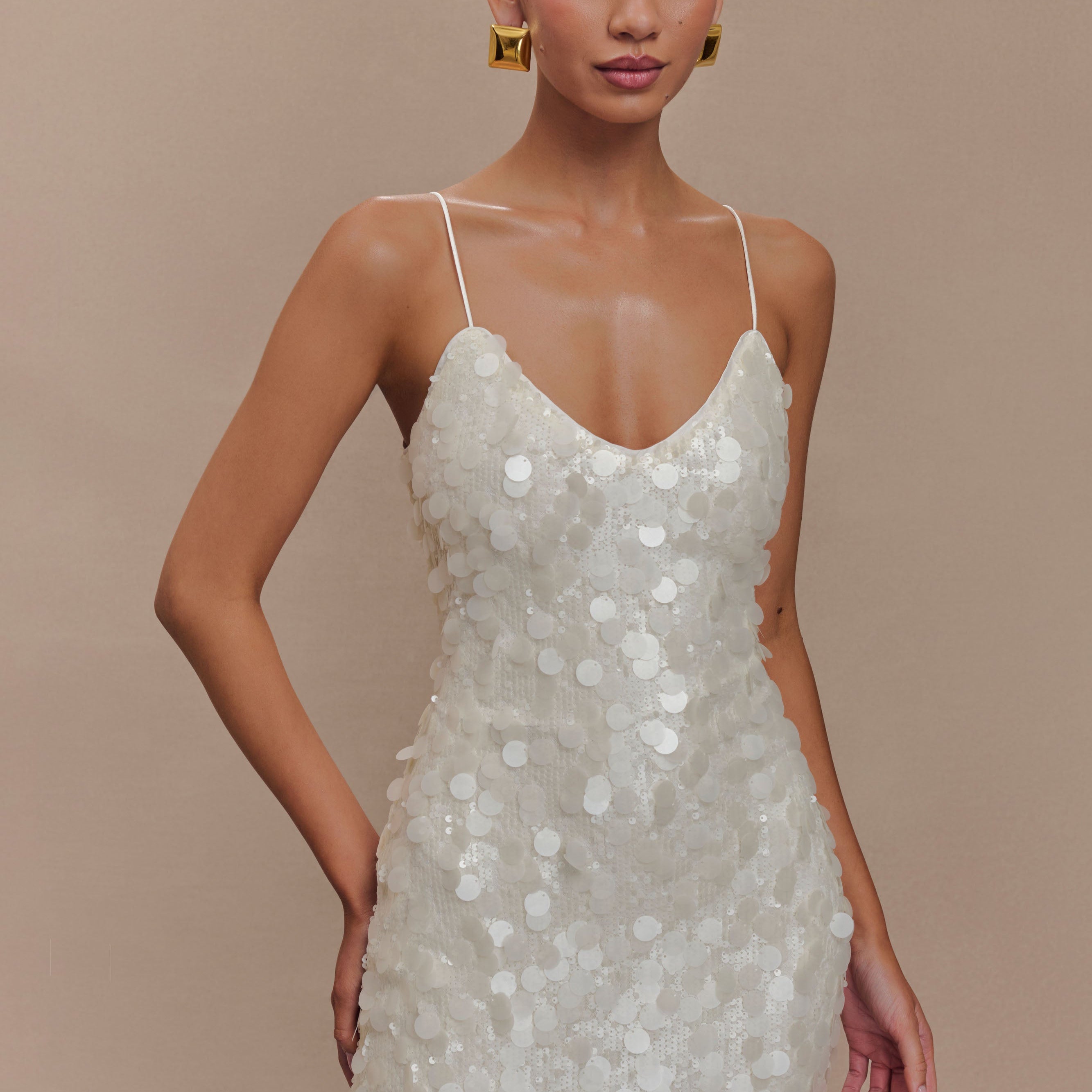 ROF Romilly Payet Mini Elbise - Fildişi