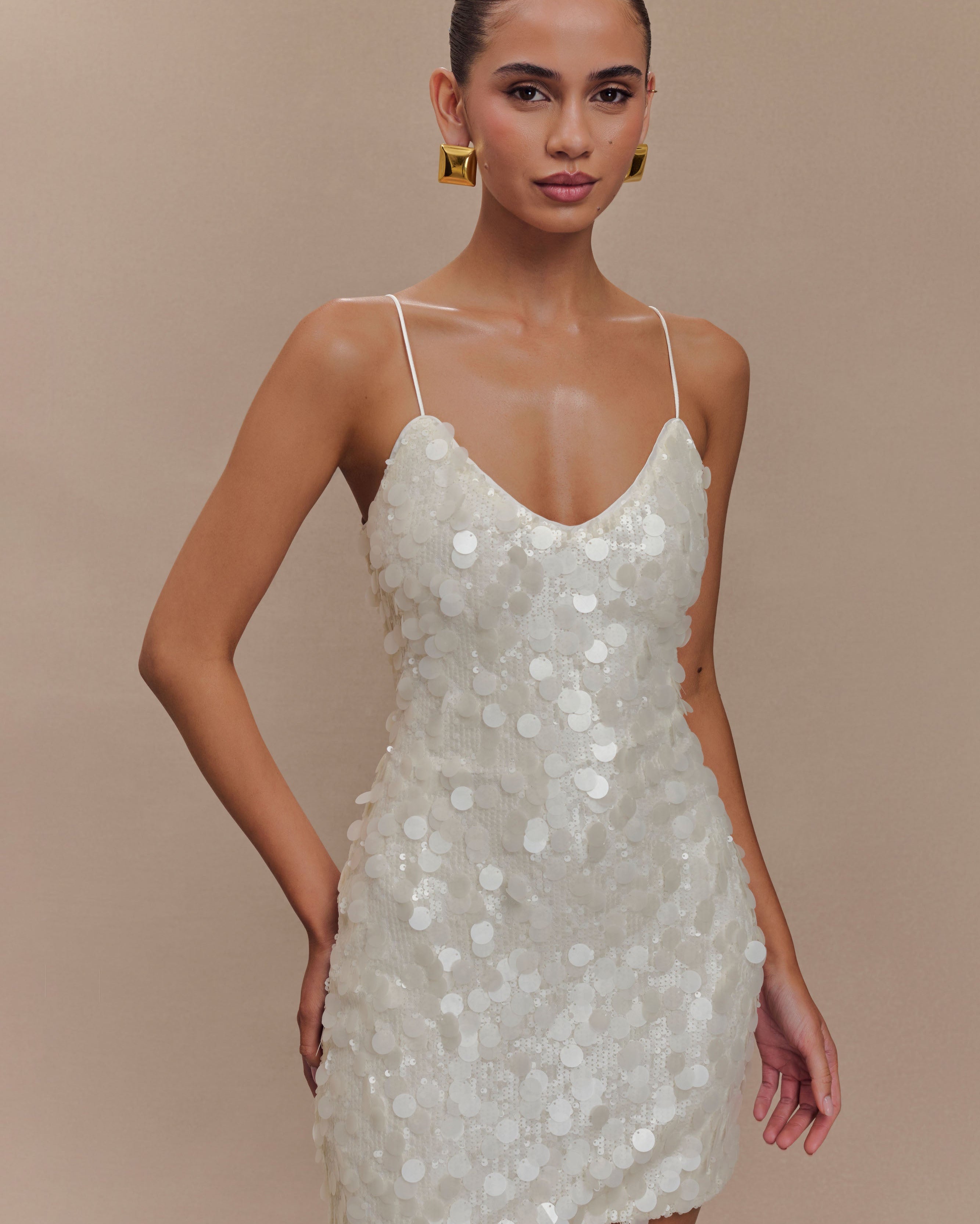 ROF Romilly Payet Mini Elbise - Fildişi