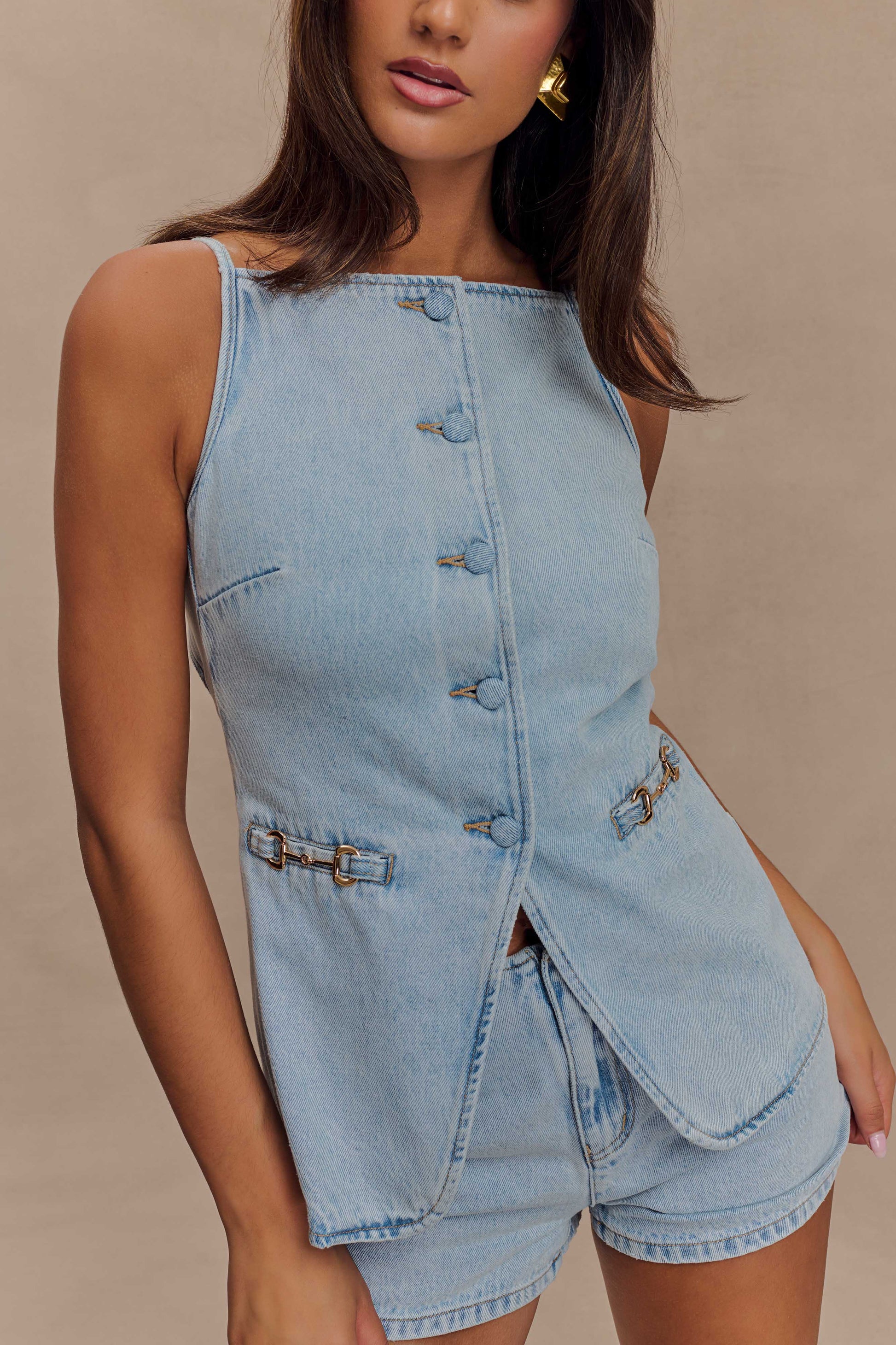 Avela Düğmeli Denim Üst