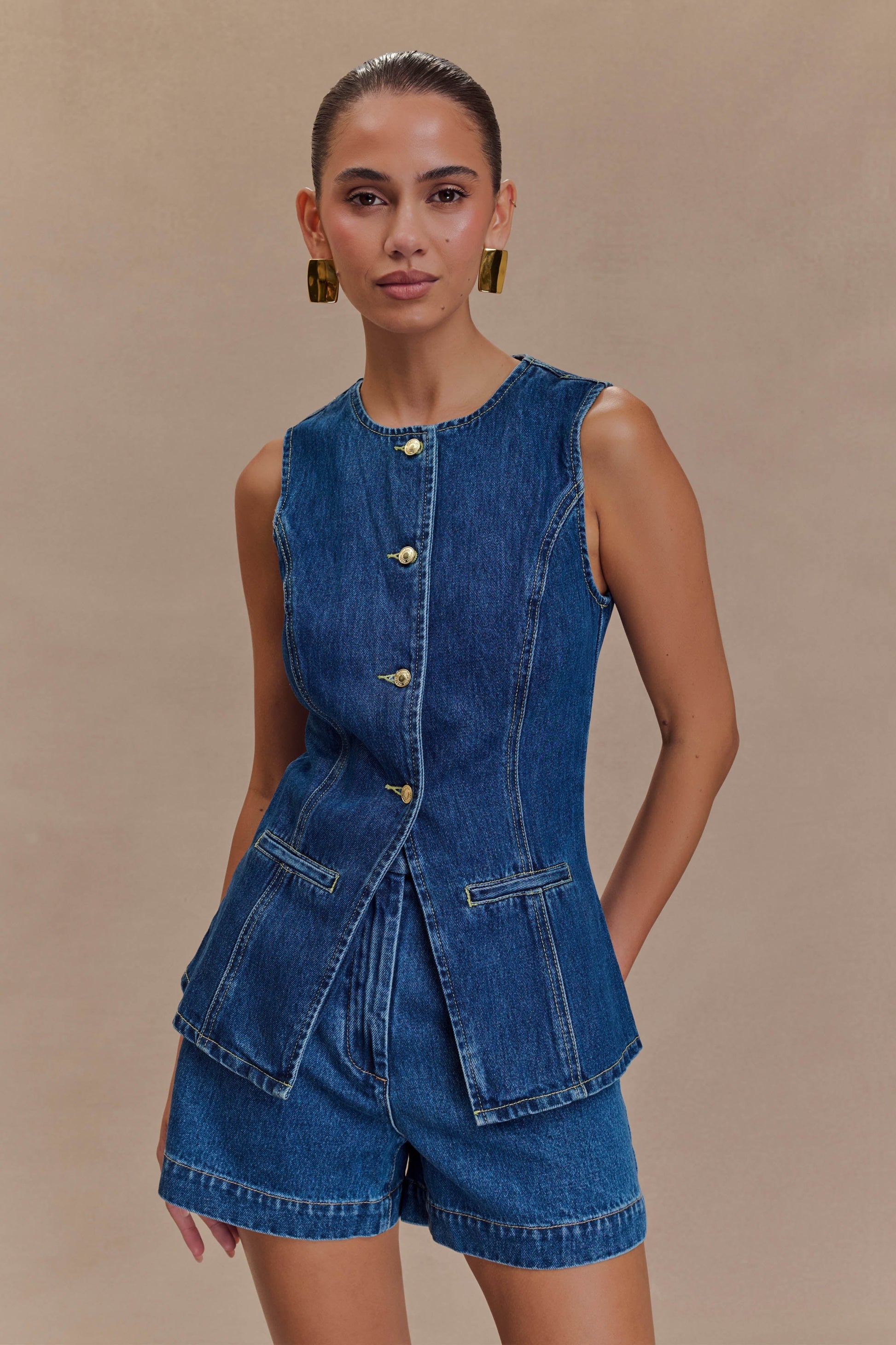Abel Denim Düğmeli Üst