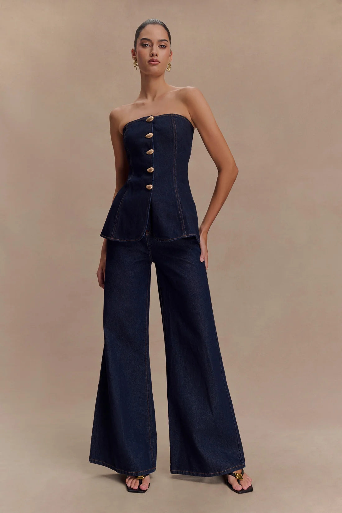 Alira Straplez Denim Üst