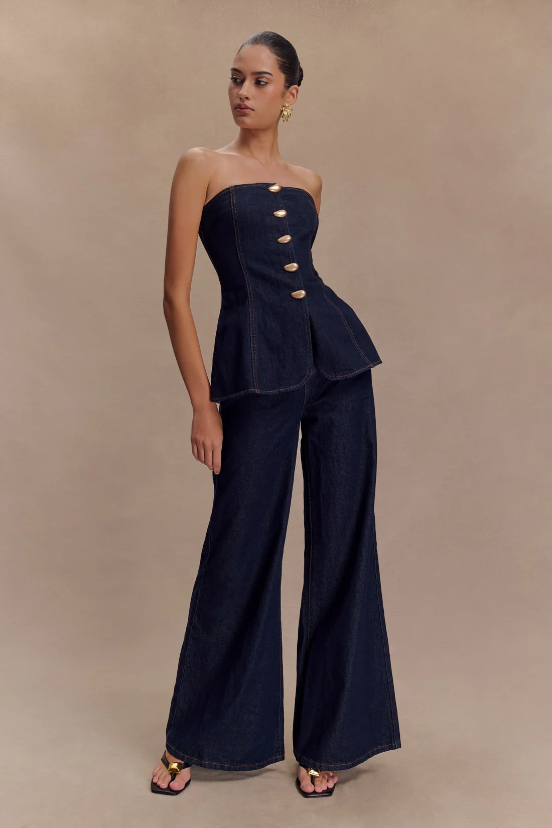 Alira Straplez Denim Üst