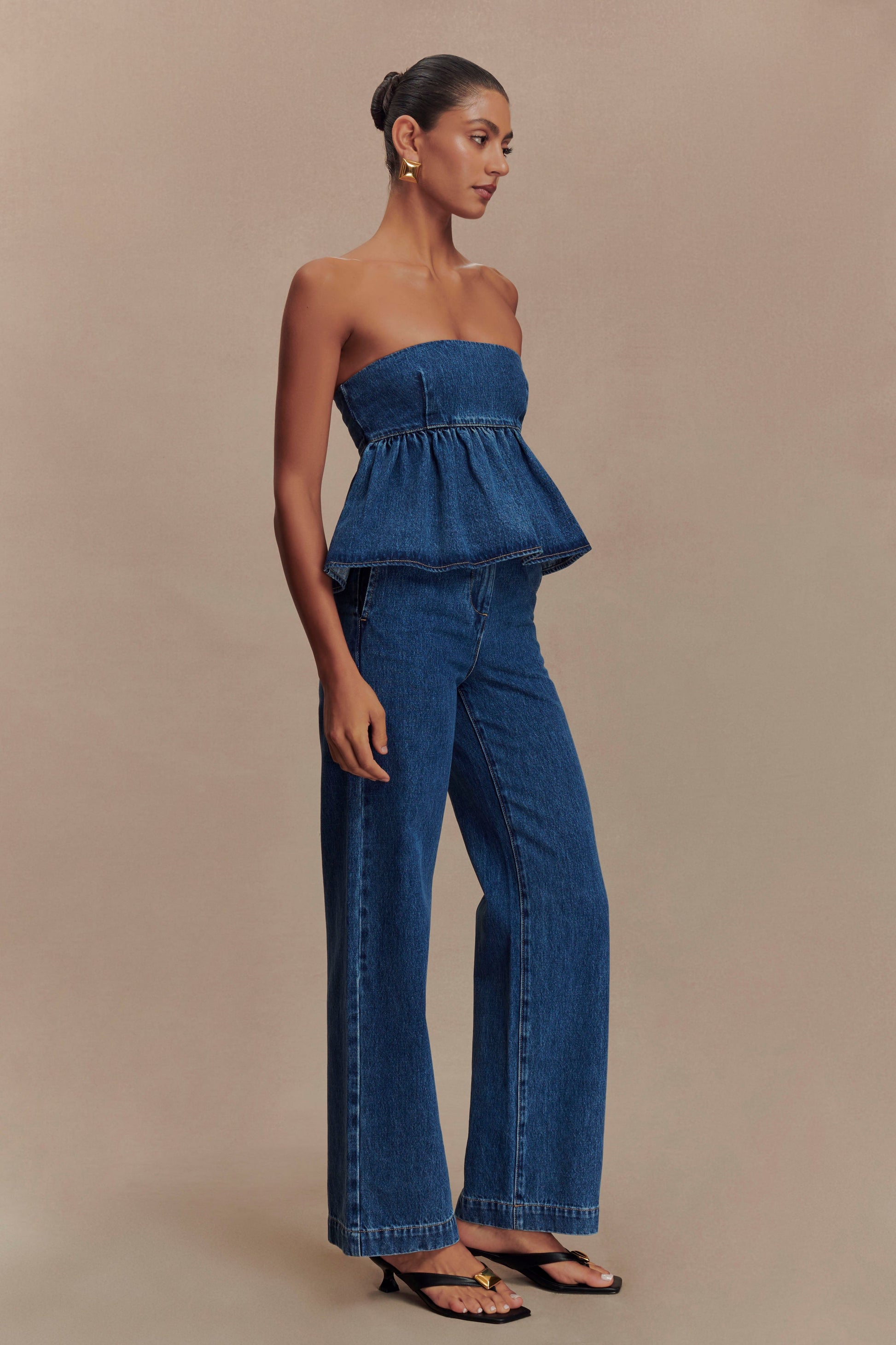 Elviah Straplez Denim Üst