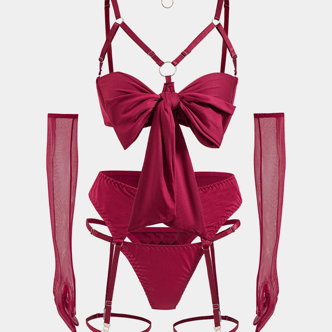 Choker Bağlama Detaylı Jartiyer Seti
