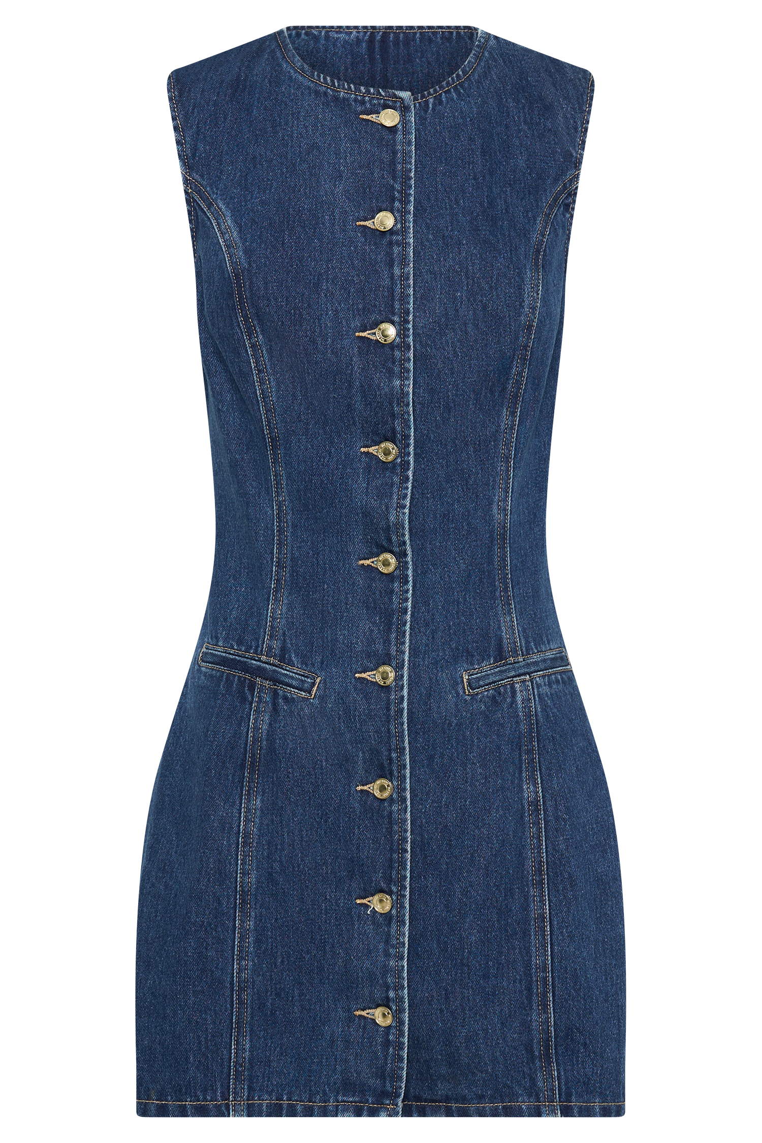 Jane Düğmeli Denim Mini Elbise