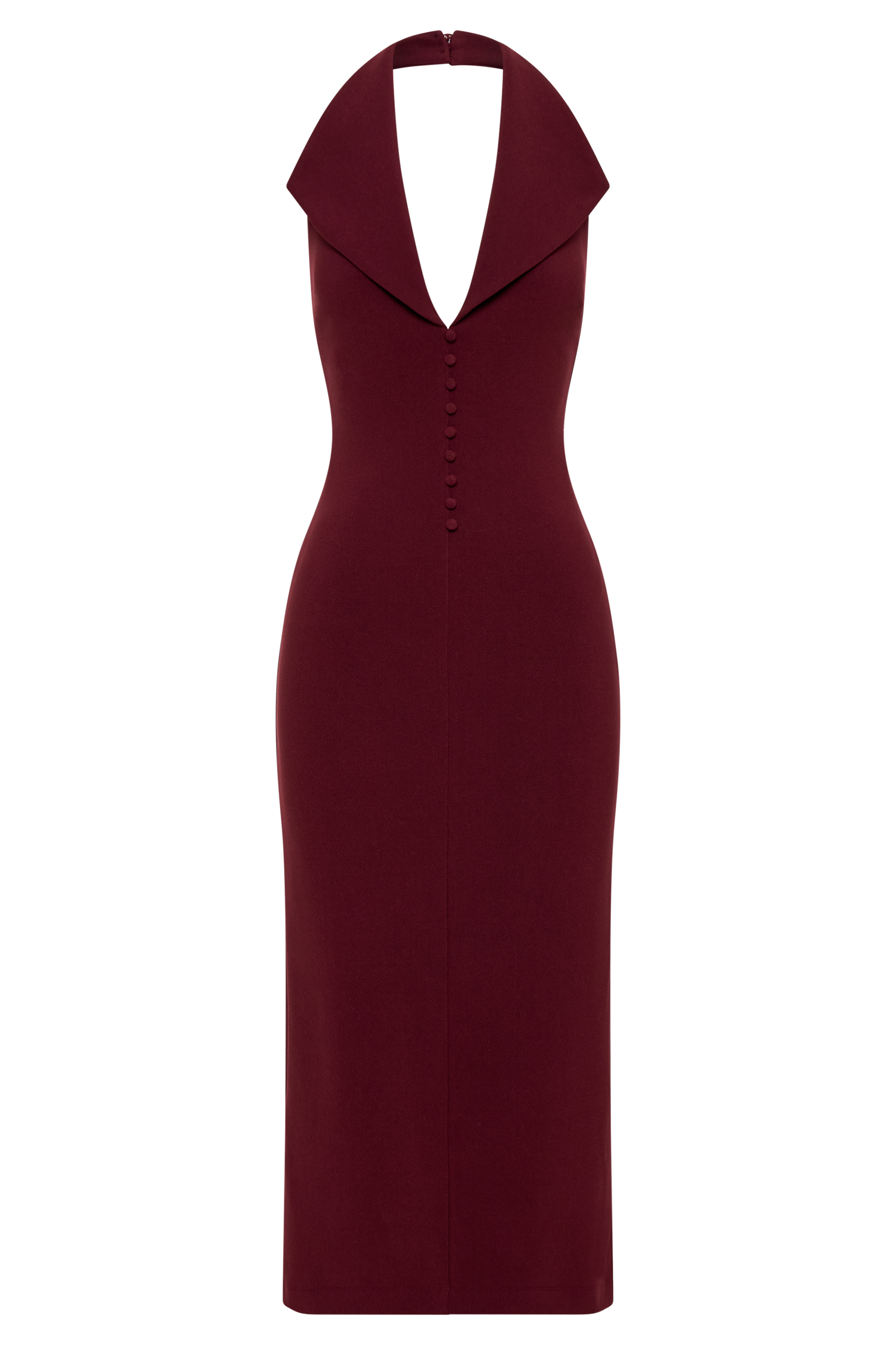 ROF Annita Krep Boyundan Bağlamalı Midi Elbise - Merlot