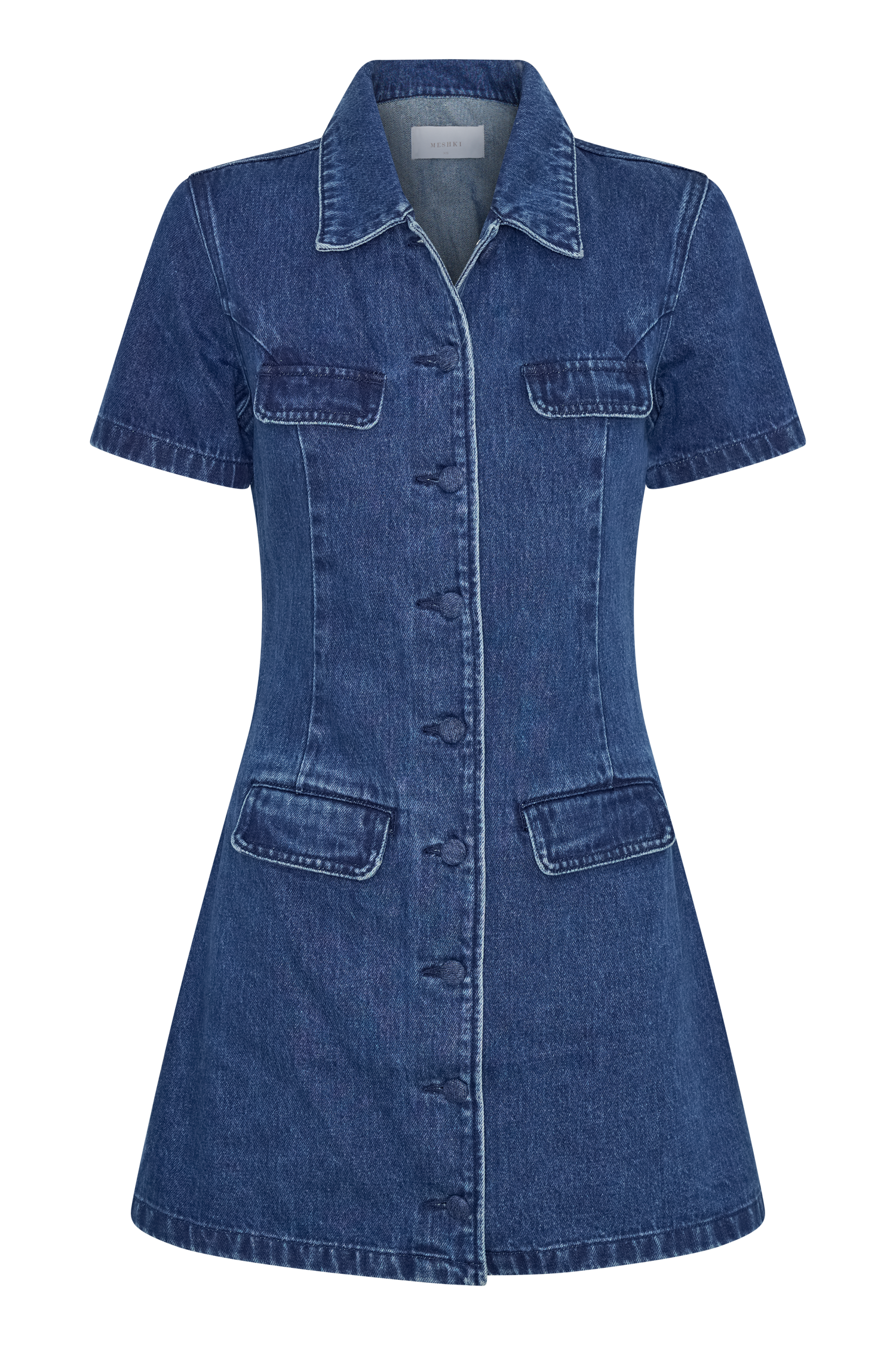 Olina Denim Düğmeli Mini Elbise