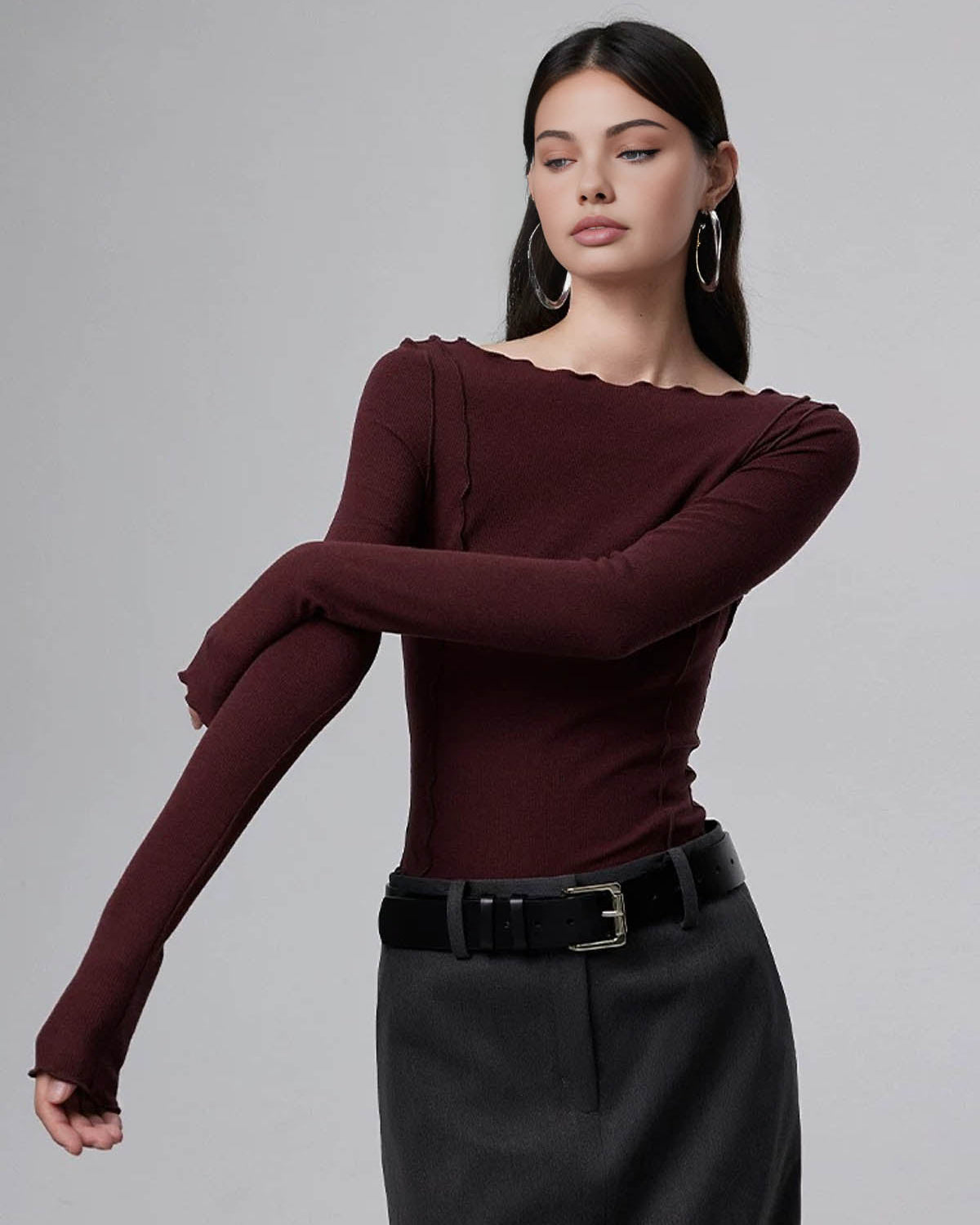 Bordo İnce Bluz