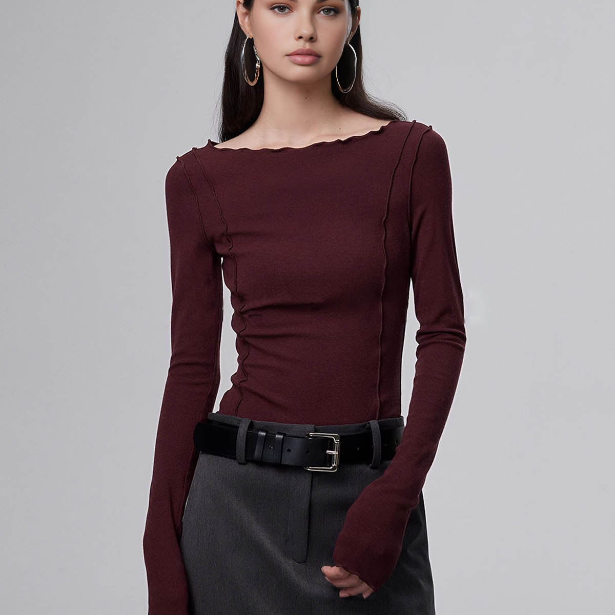 Bordo İnce Bluz