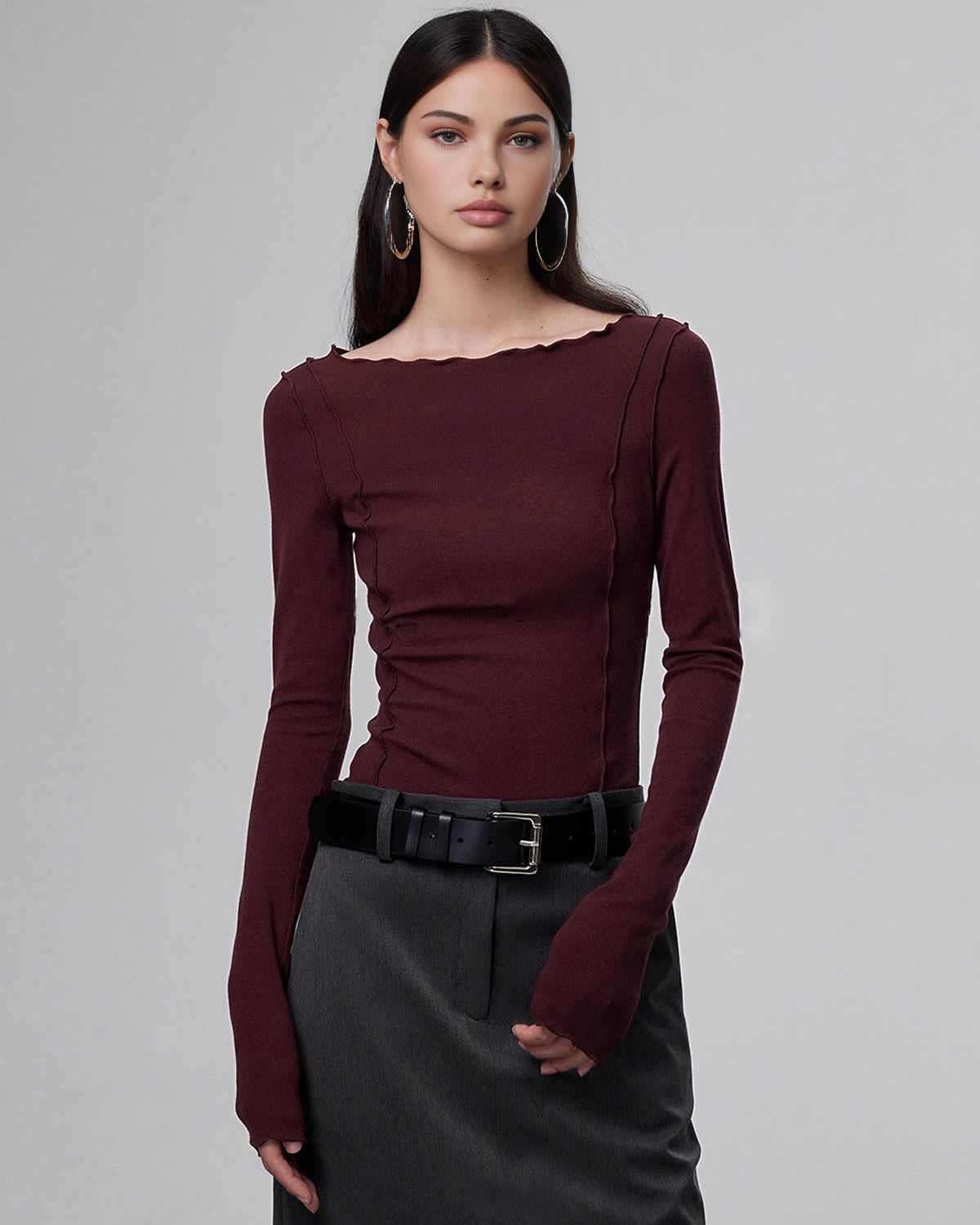 Bordo İnce Bluz
