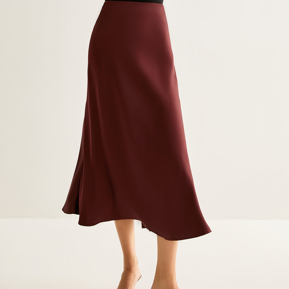 Flowy Saten Midi Etek