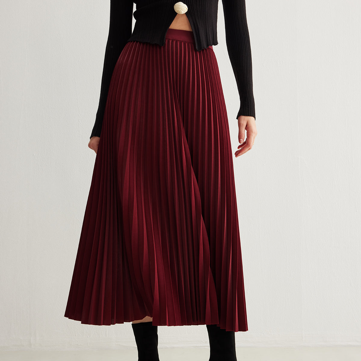 Flowy Pileli Midi Etek
