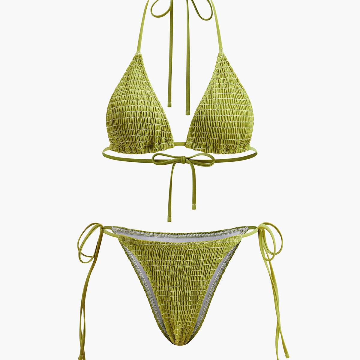 Bağcıklı Dokulu Üçgen Bikini
