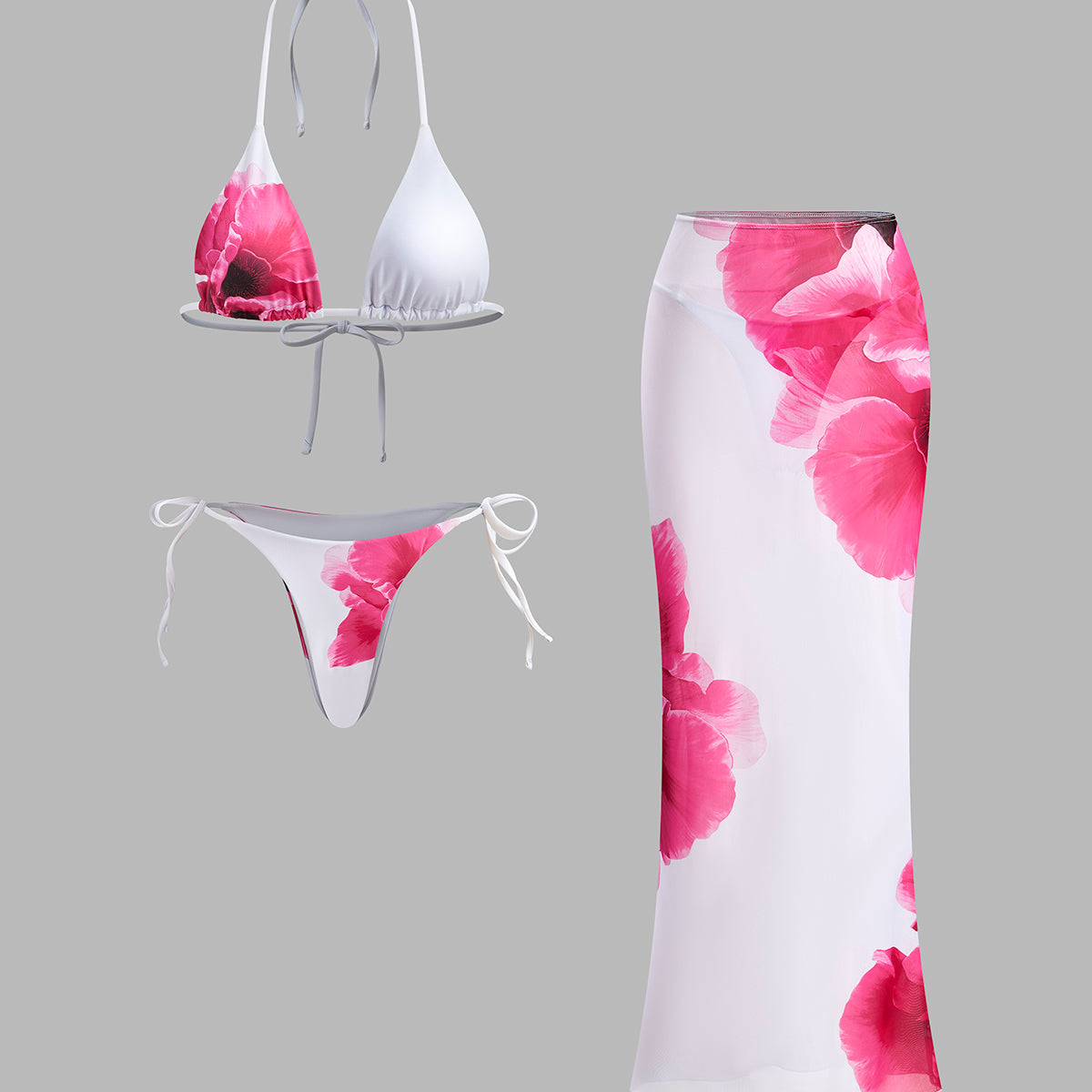 Çiçekli Etekli Bikini Takımı