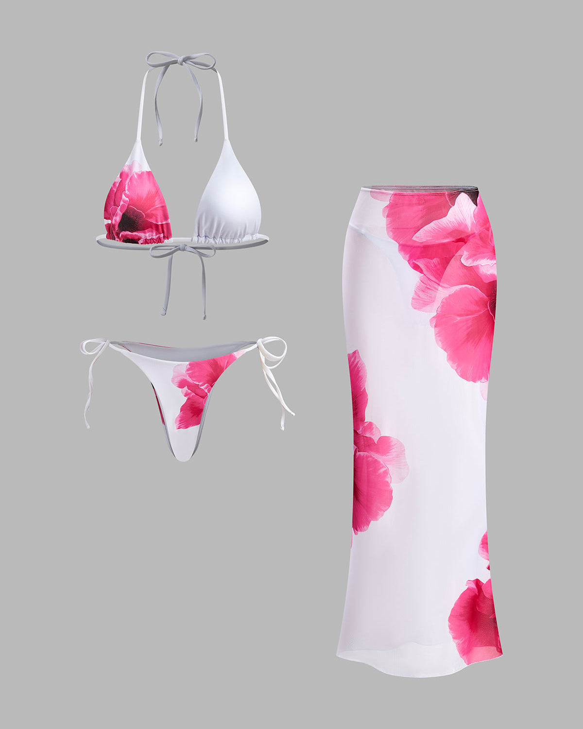Çiçekli Etekli Bikini Takımı
