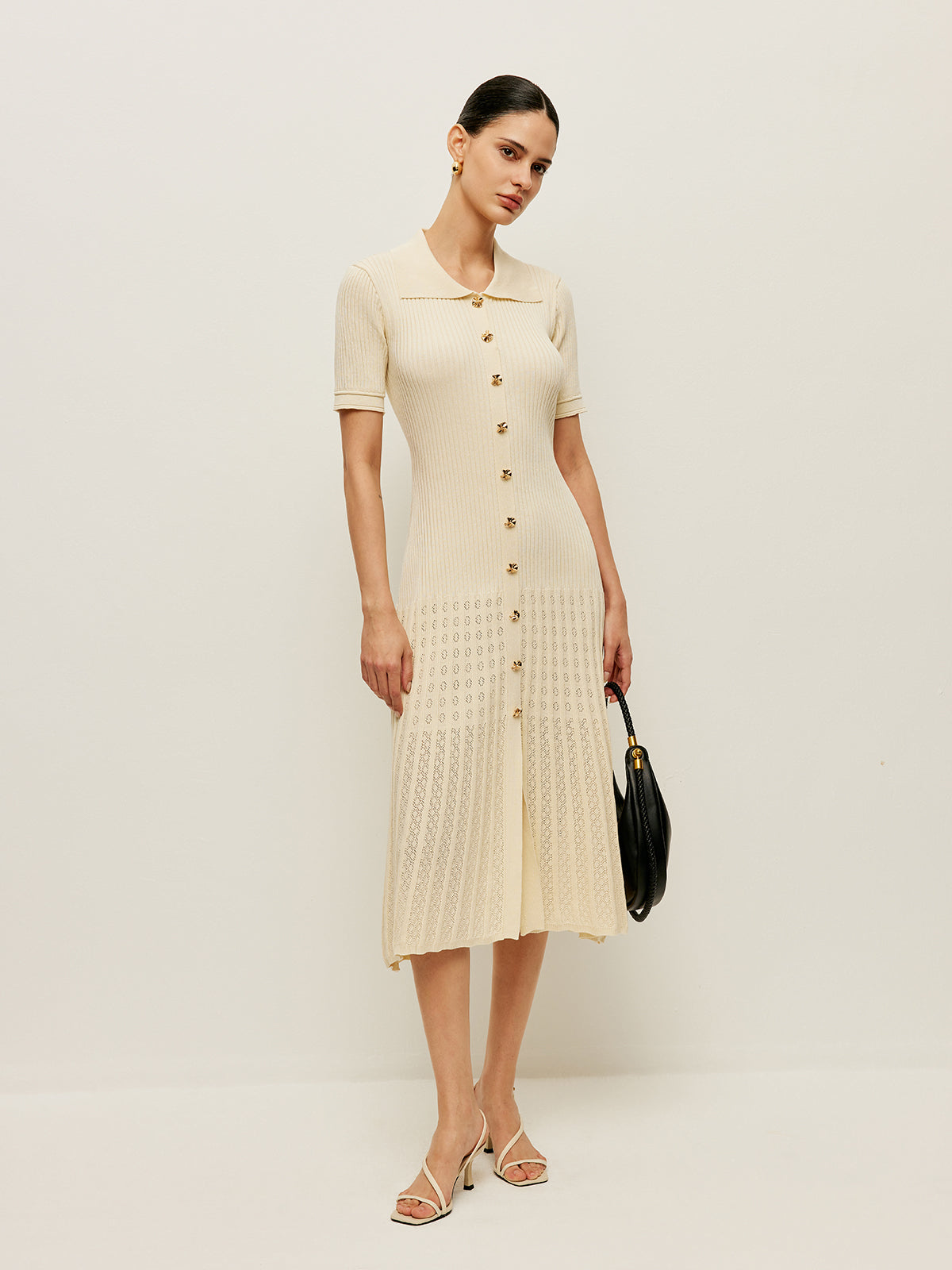 Mavre Polo Yaka Midi Elbise
