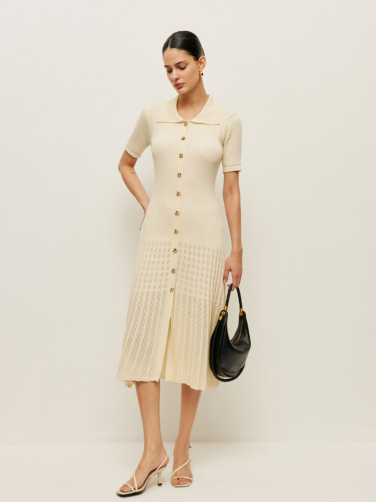 Mavre Polo Yaka Midi Elbise