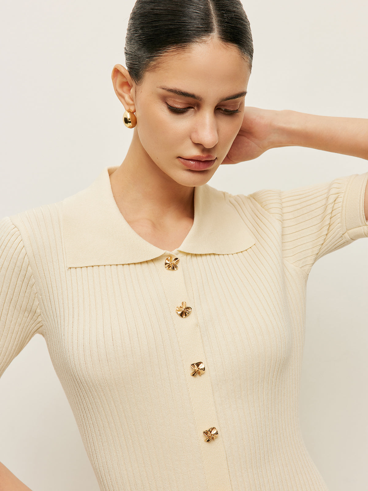 Mavre Polo Yaka Midi Elbise