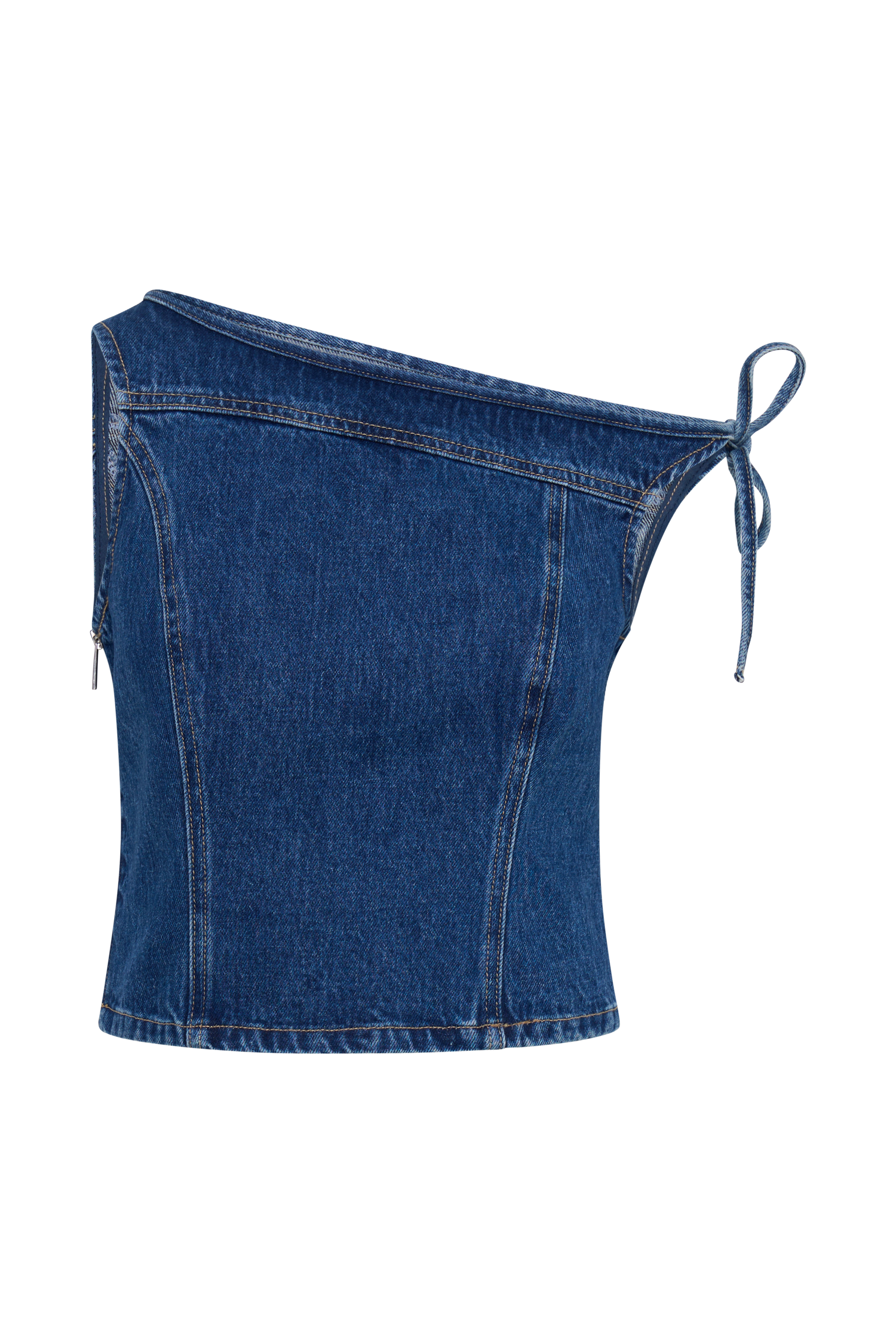 Ramsey Denim Düşük Omuz Üst