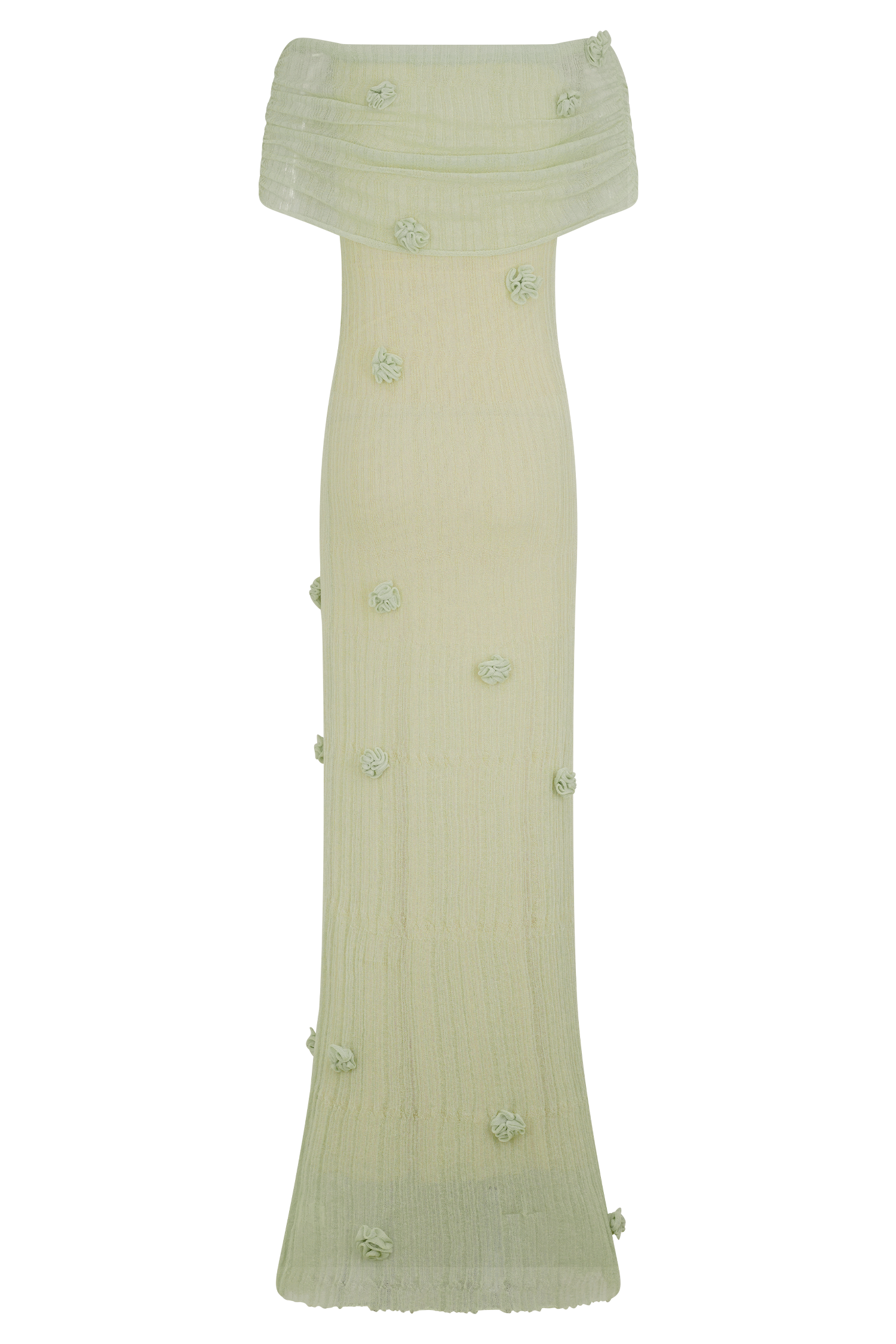 ROF Brynn Orkide Örgü Maxi Elbise - Pastel Yeşil