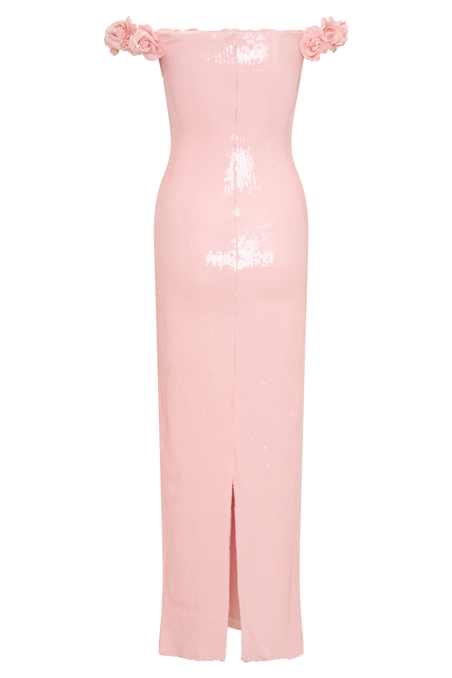 ROF Carrie Pullu Gül Uzun Elbise - Soluk Pembe