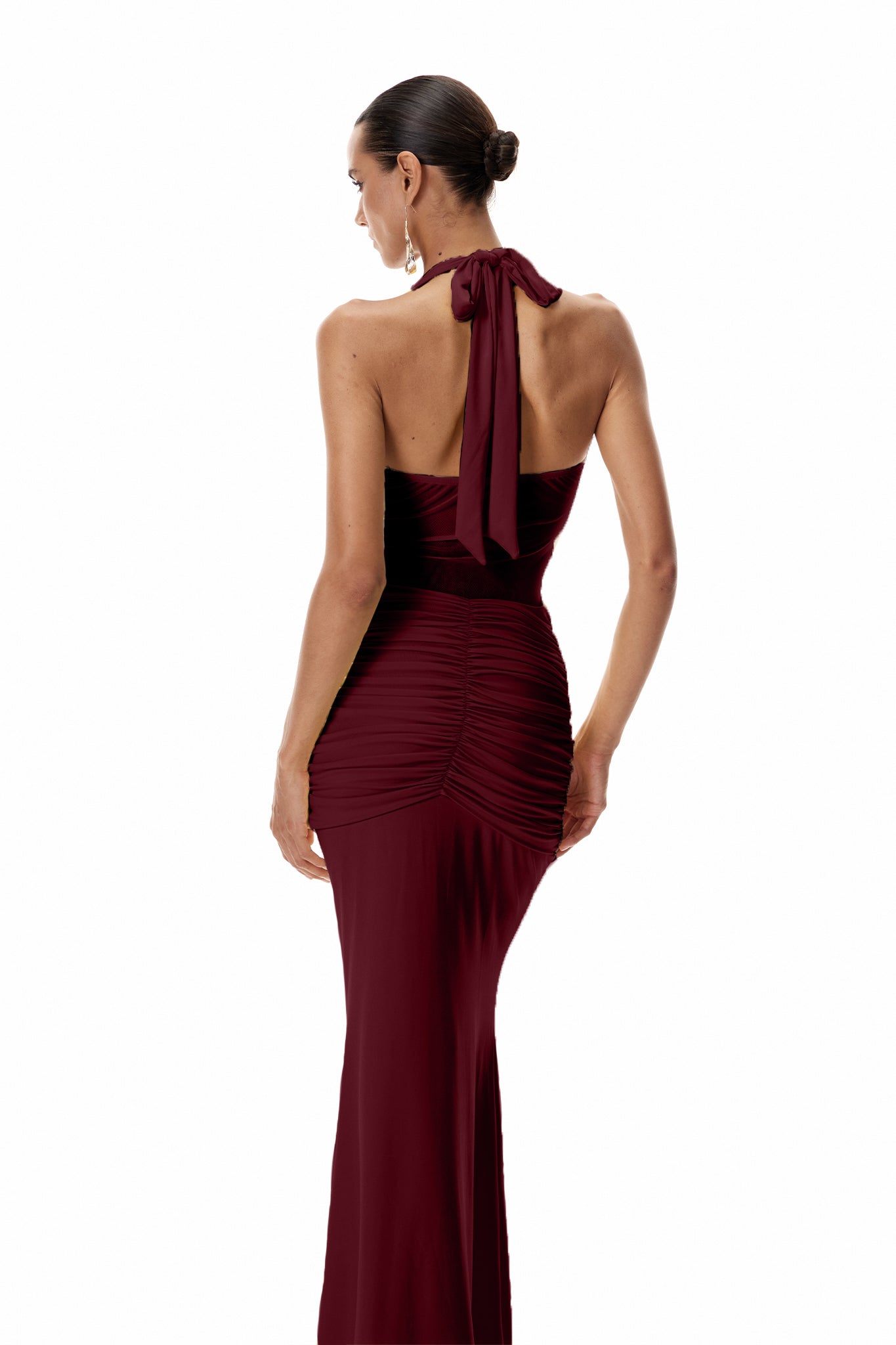 Sabine Halter Yaka Kırmızı Maxi Elbise
