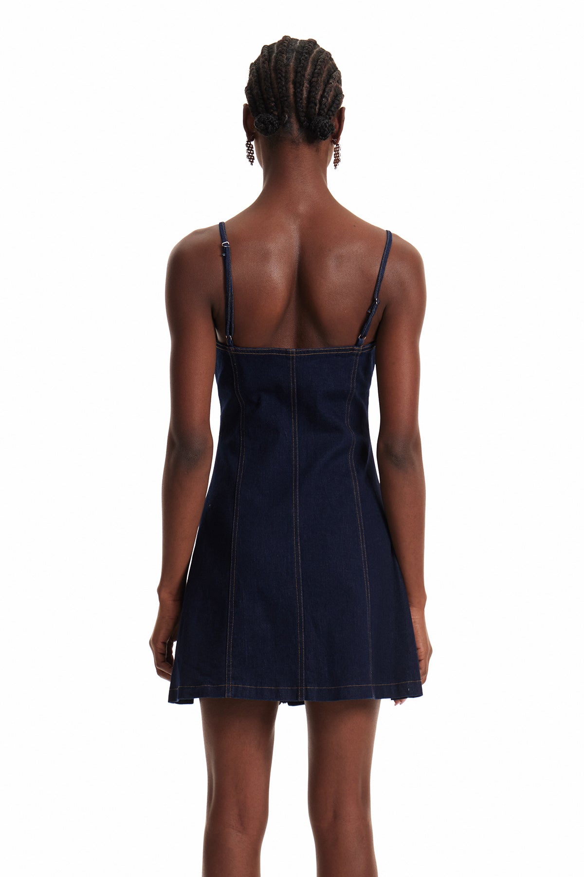 Evora Bağcıklı Denim Mini Elbise