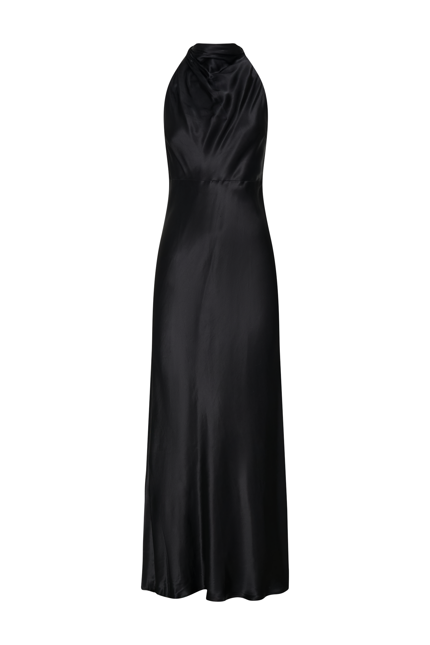 ROF Esther Yanardöner Saten Cowl Maxi Elbise - Siyah