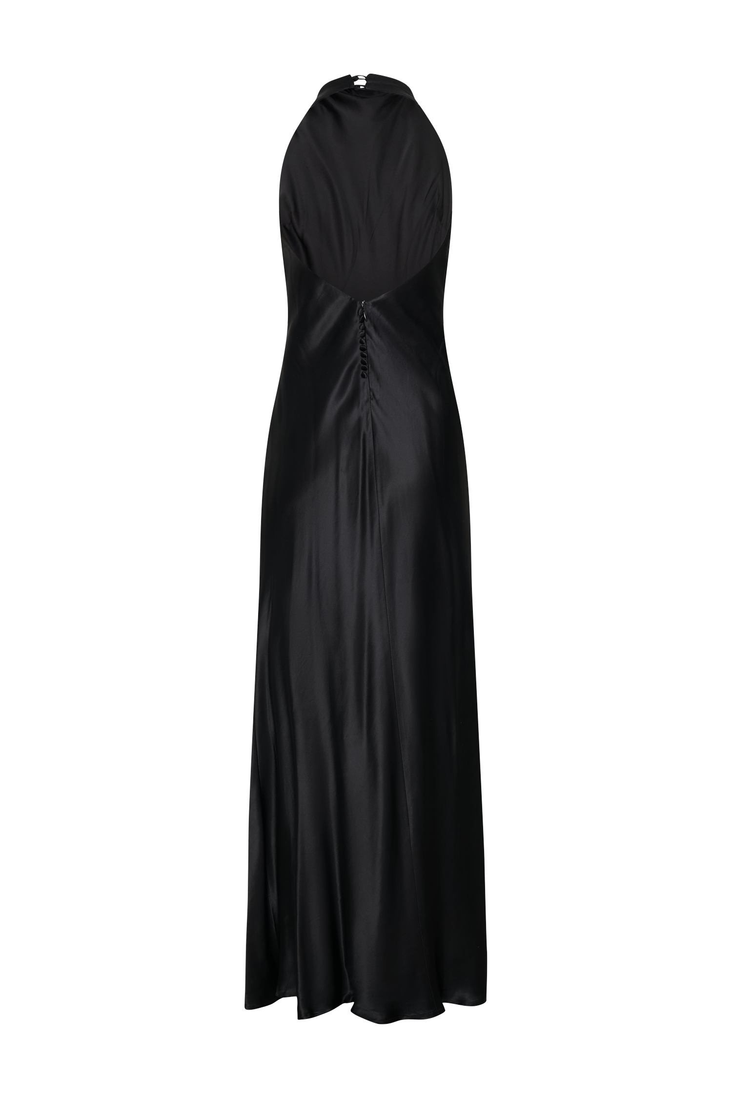 ROF Esther Yanardöner Saten Cowl Maxi Elbise - Siyah