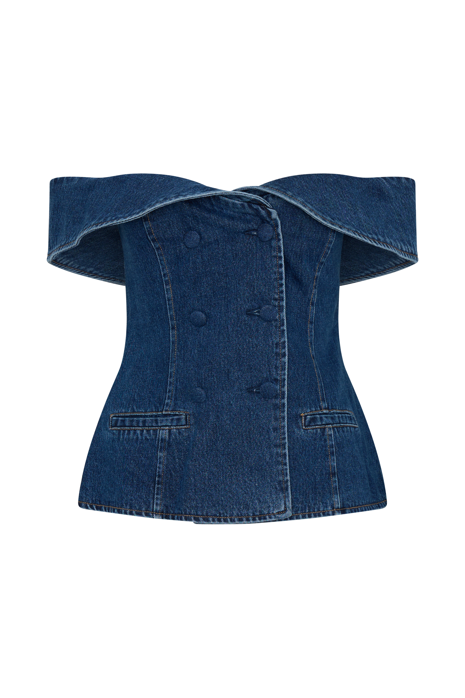 Krista Denim Düşük Omuz Üst
