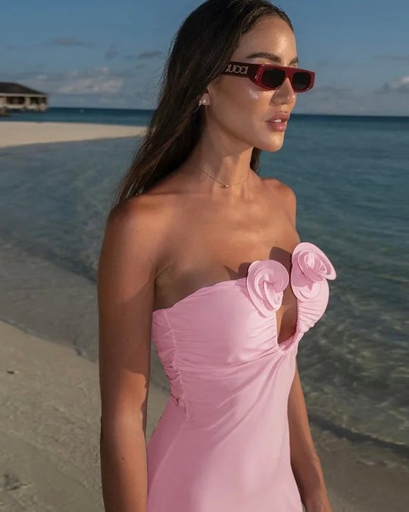 Caprice Göğüs Gül Detaylı Elbise