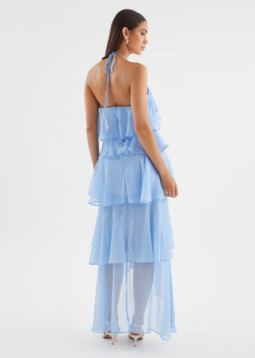 Caelisse Fırfır Detaylı Halter Maxi Elbise