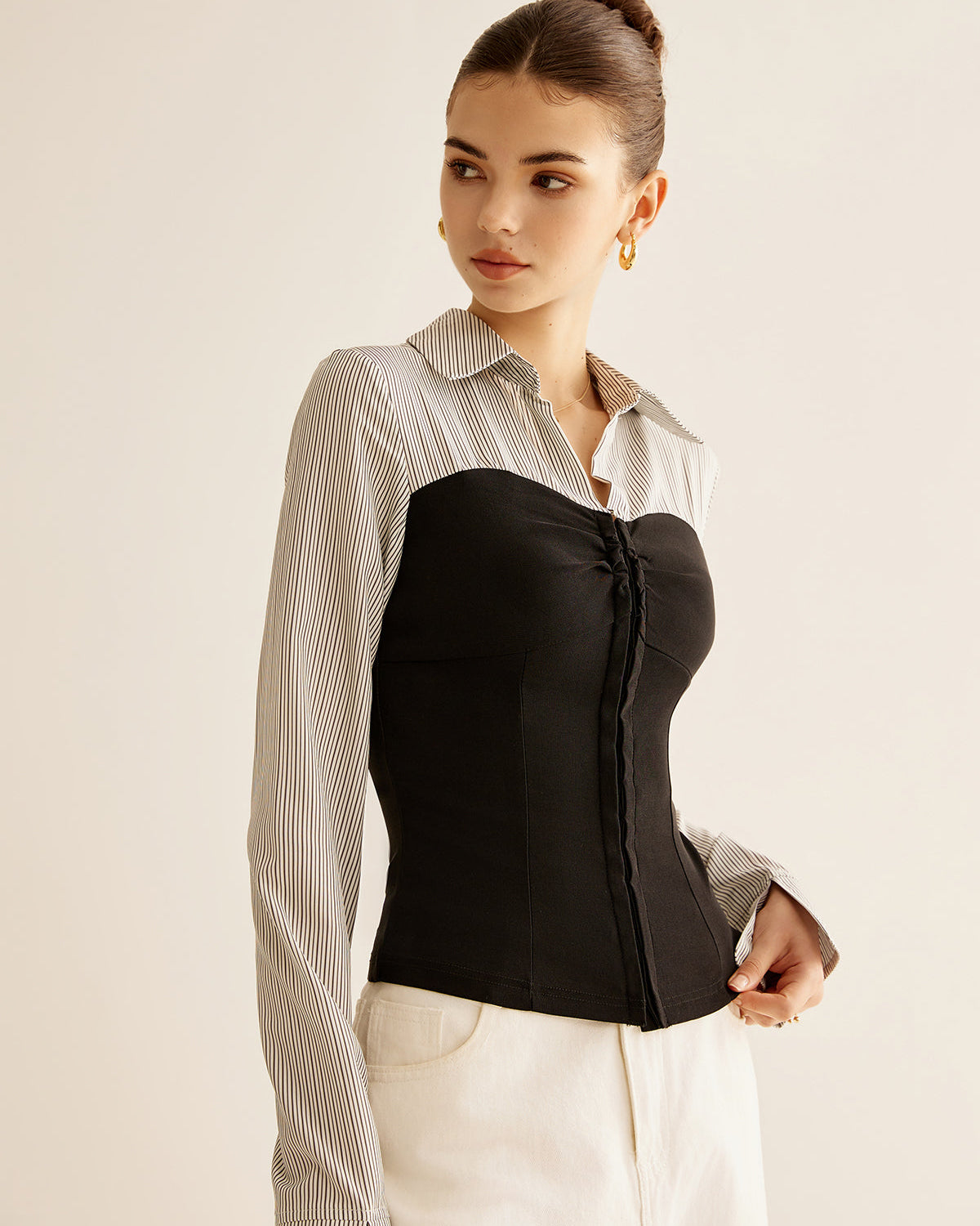 Dual Elegance Korse Detaylı Bluz