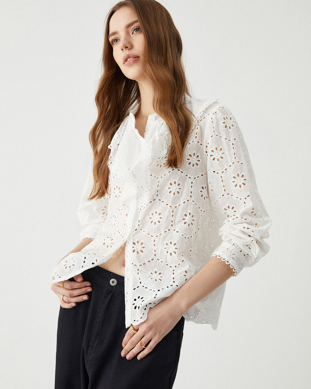 Lace Blossom Nakışlı Gömlek