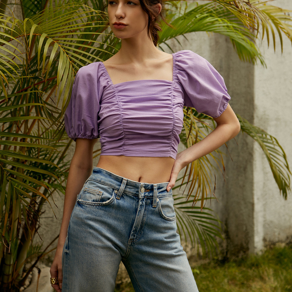 Lavender Crop Bluz