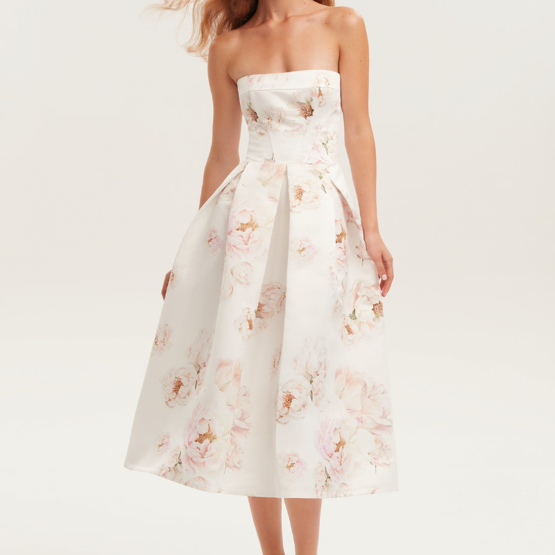 Florencia Straplez Midi Elbise