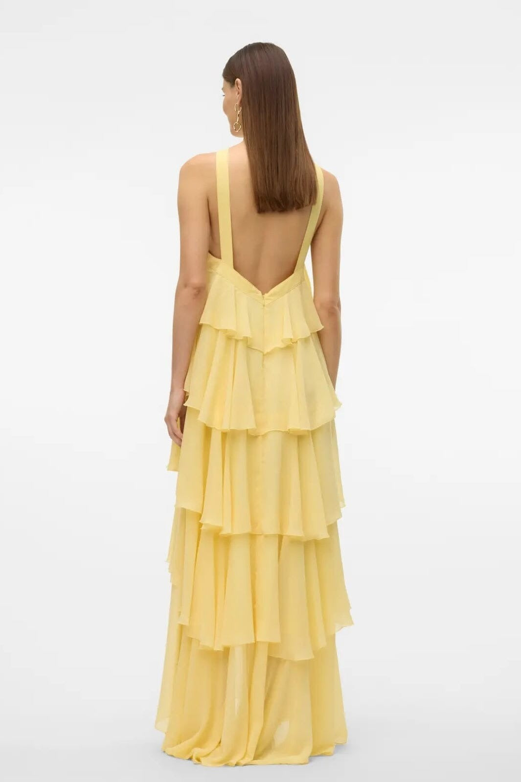 Aliane Halter Yaka Katlı Maxi Elbise